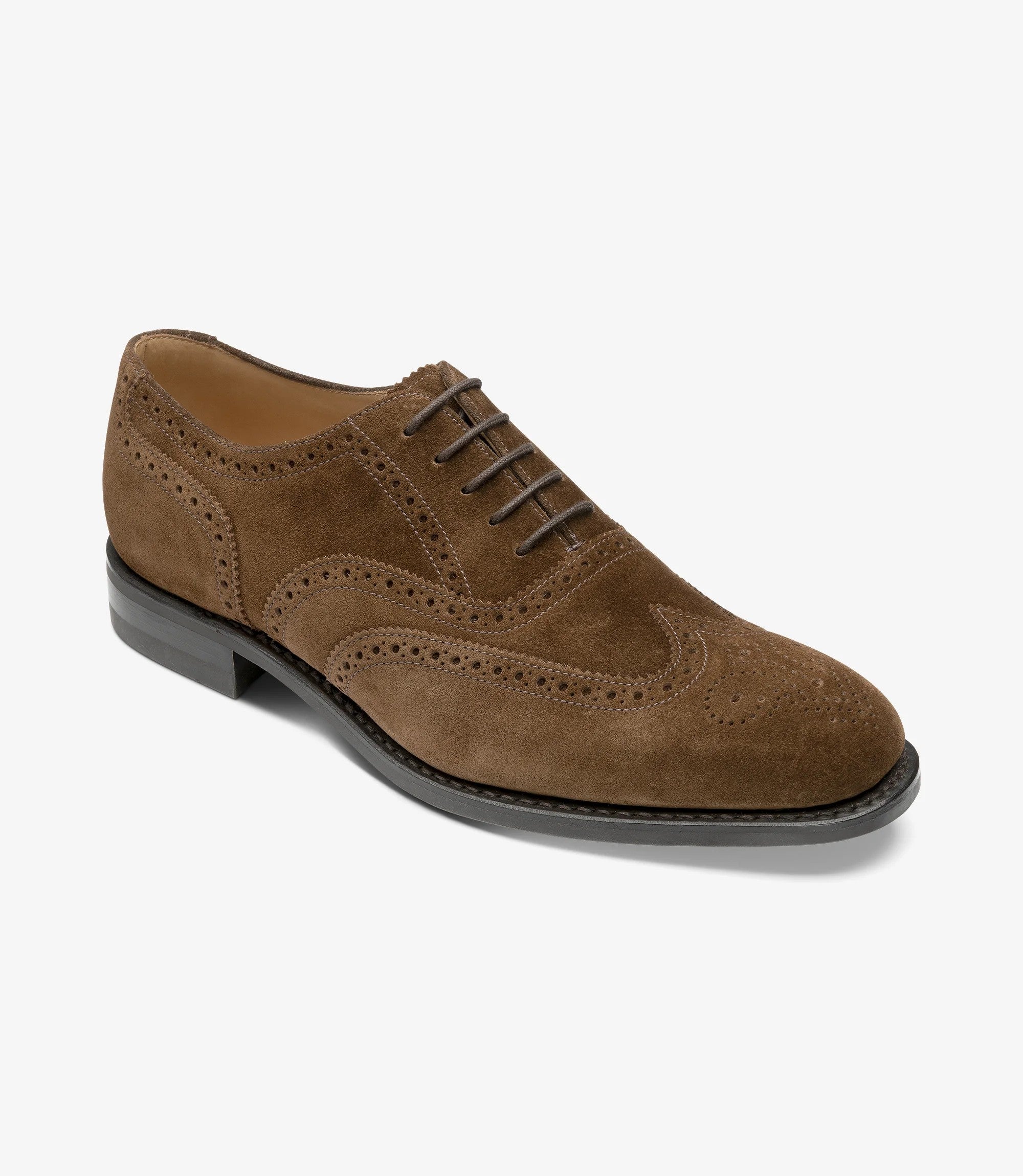 Loake 302 Dark Brown Suede Brogue Shoes | Goodyear Welted