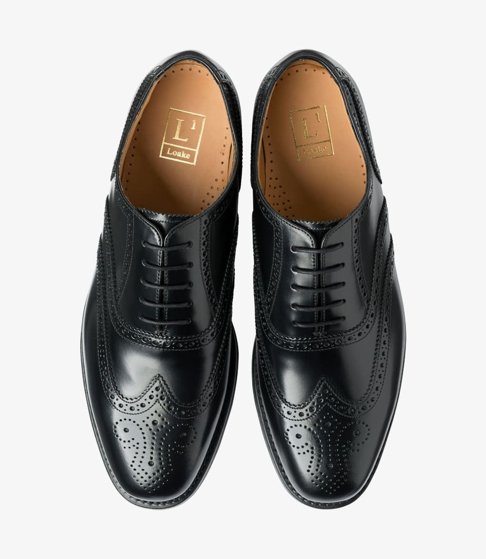 Loake 302 Black Brogue Shoes | Goodyear Welted Leather