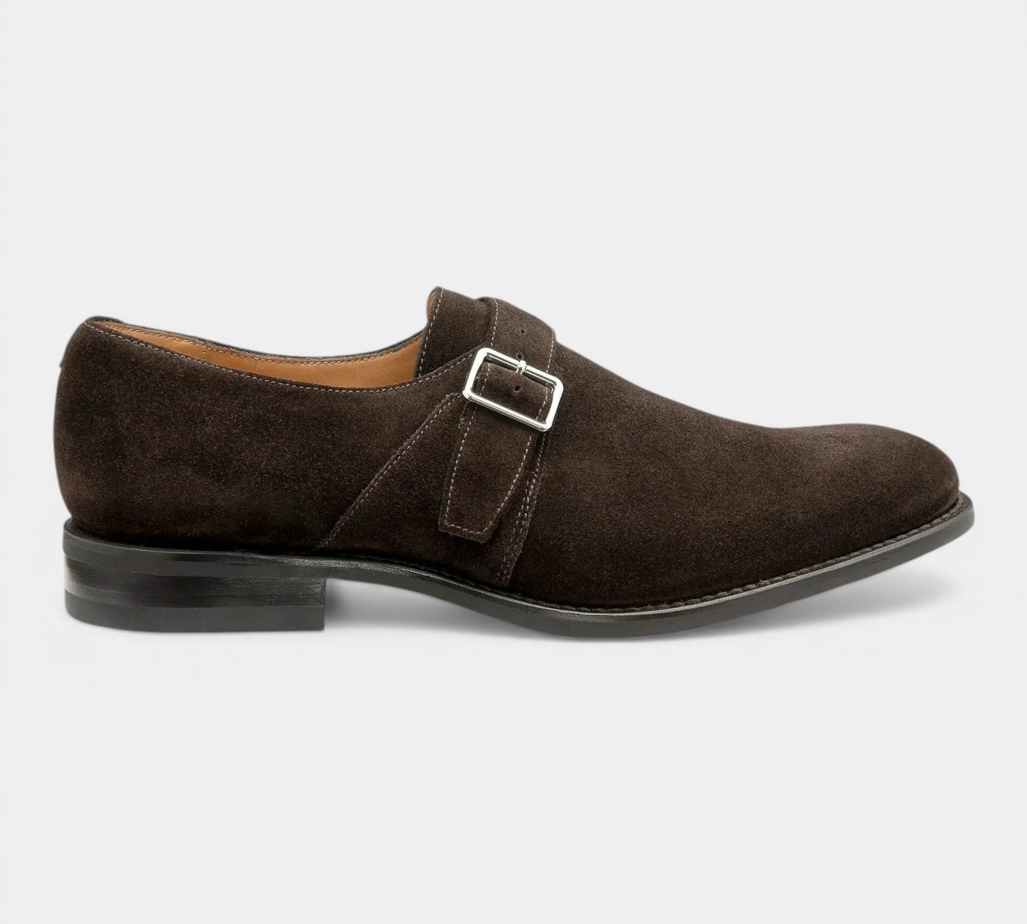 Loake 357 Dark Brown Suede Monk Strap Shoes