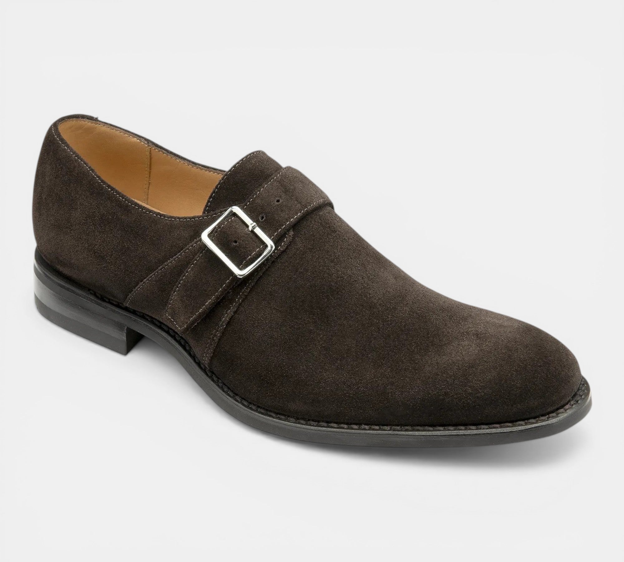 Loake 357 Dark Brown Suede Monk Strap Shoes