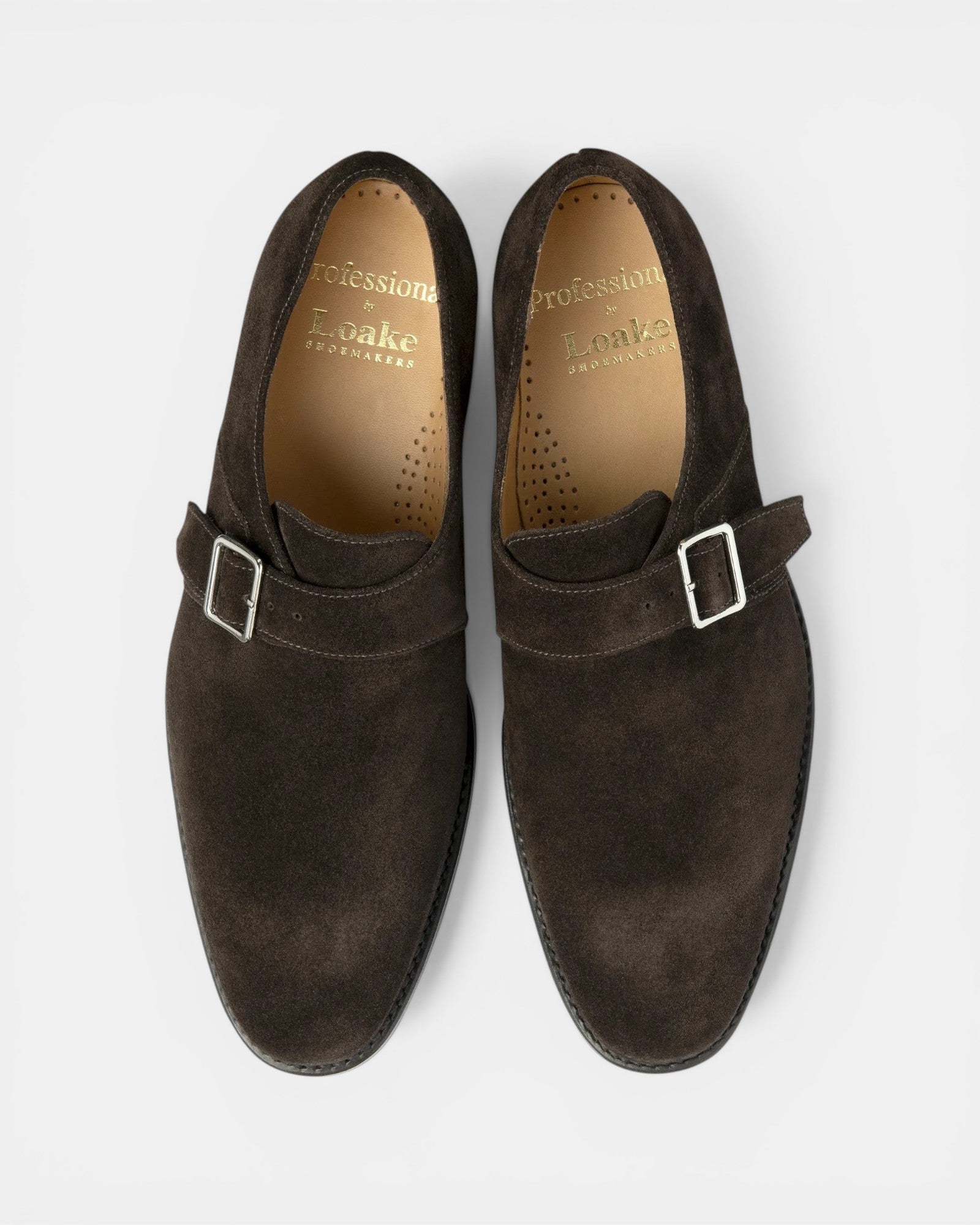 Loake 357 Dark Brown Suede Monk Strap Shoes