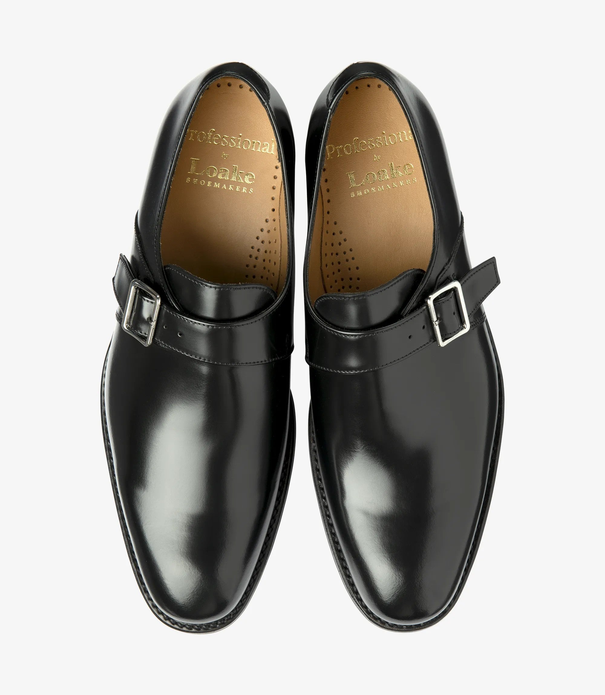 Loake 357 Black Monk Strap Shoes | Calf Leather