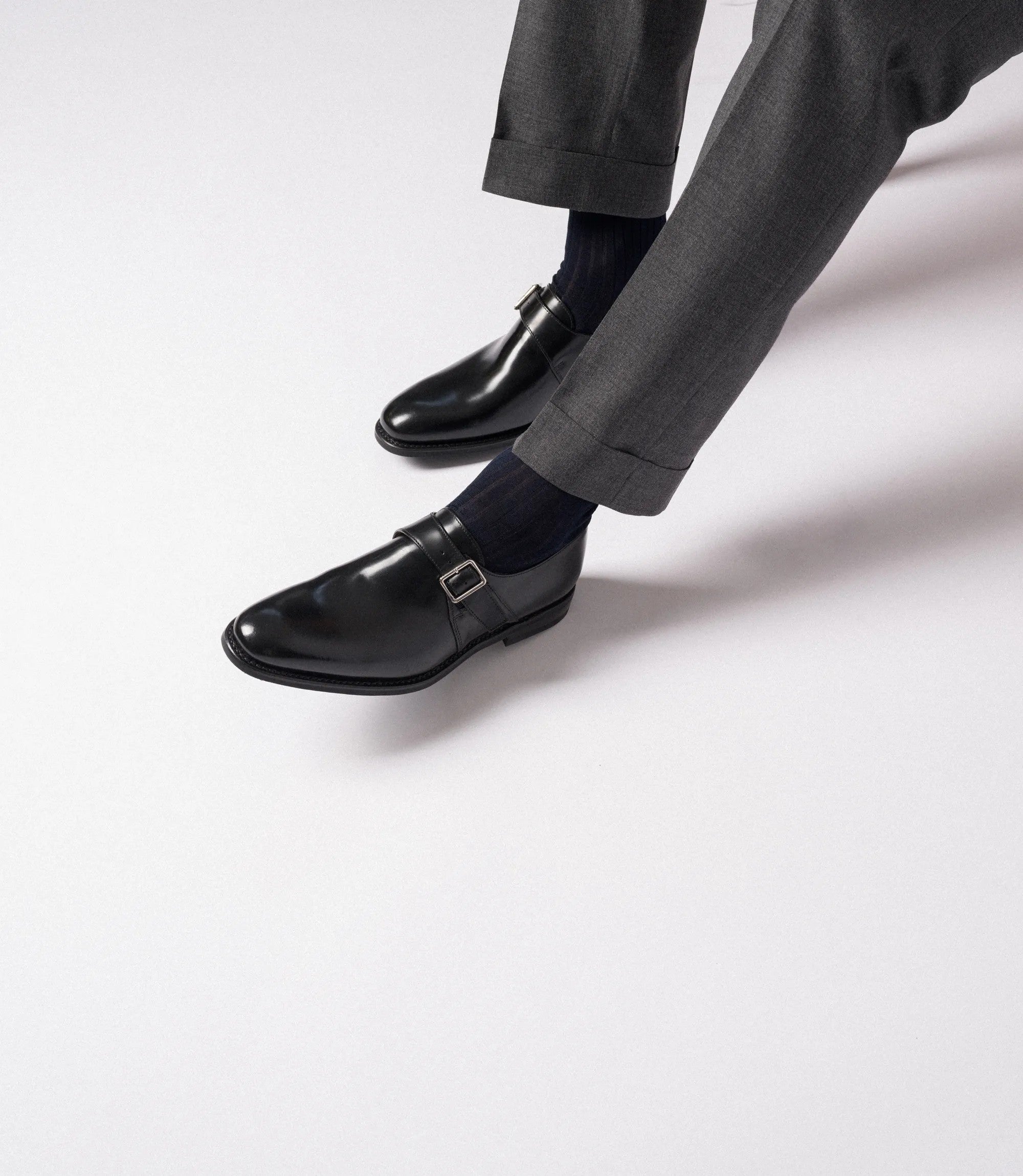 Loake 357 Black Monk Strap Shoes | Calf Leather