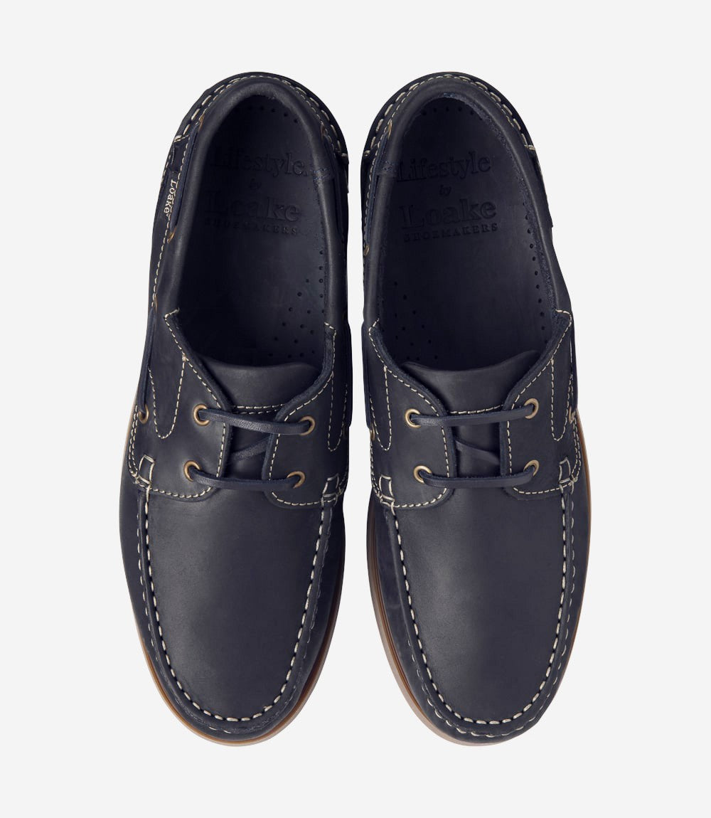 Loake Lymington Navy Nubuck Boat Shoes