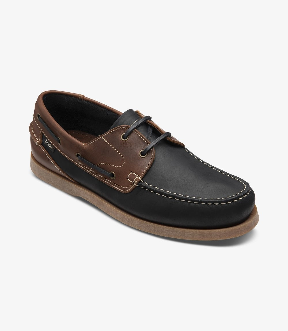Loake Lymington Navy Brown Nubuck Boat Shoes