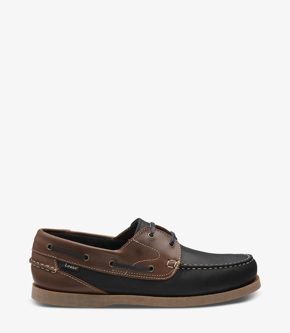 Loake Lymington Navy Brown Nubuck Boat Shoes