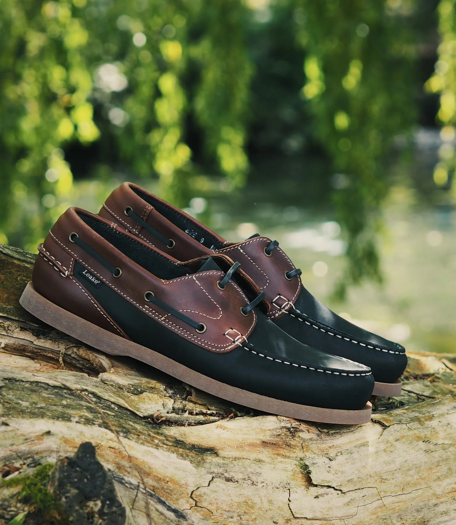 Loake Lymington Navy Brown Nubuck Boat Shoes