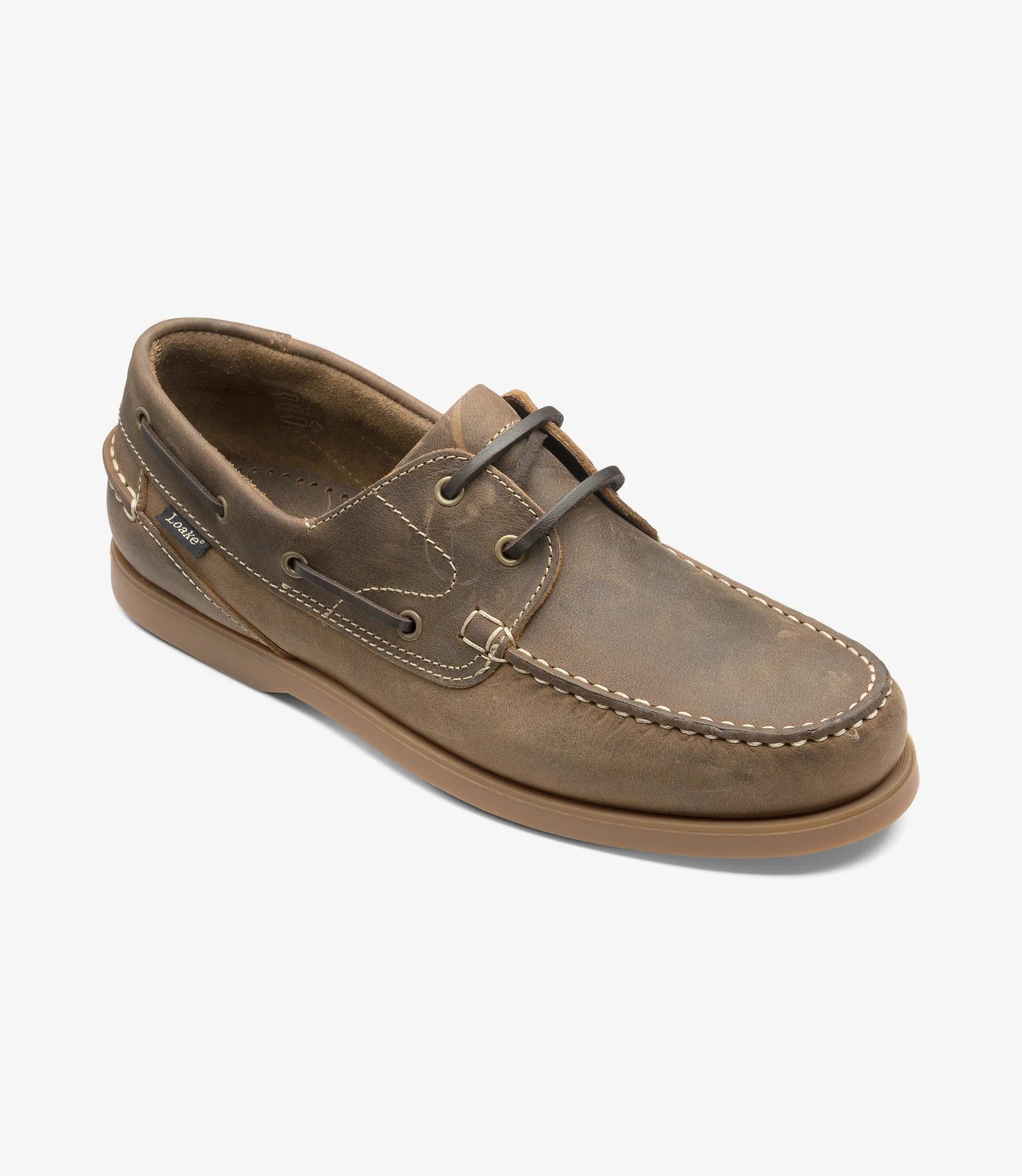 Loake Lymington Brown Oiled Nubuck Boat Shoes Top View
