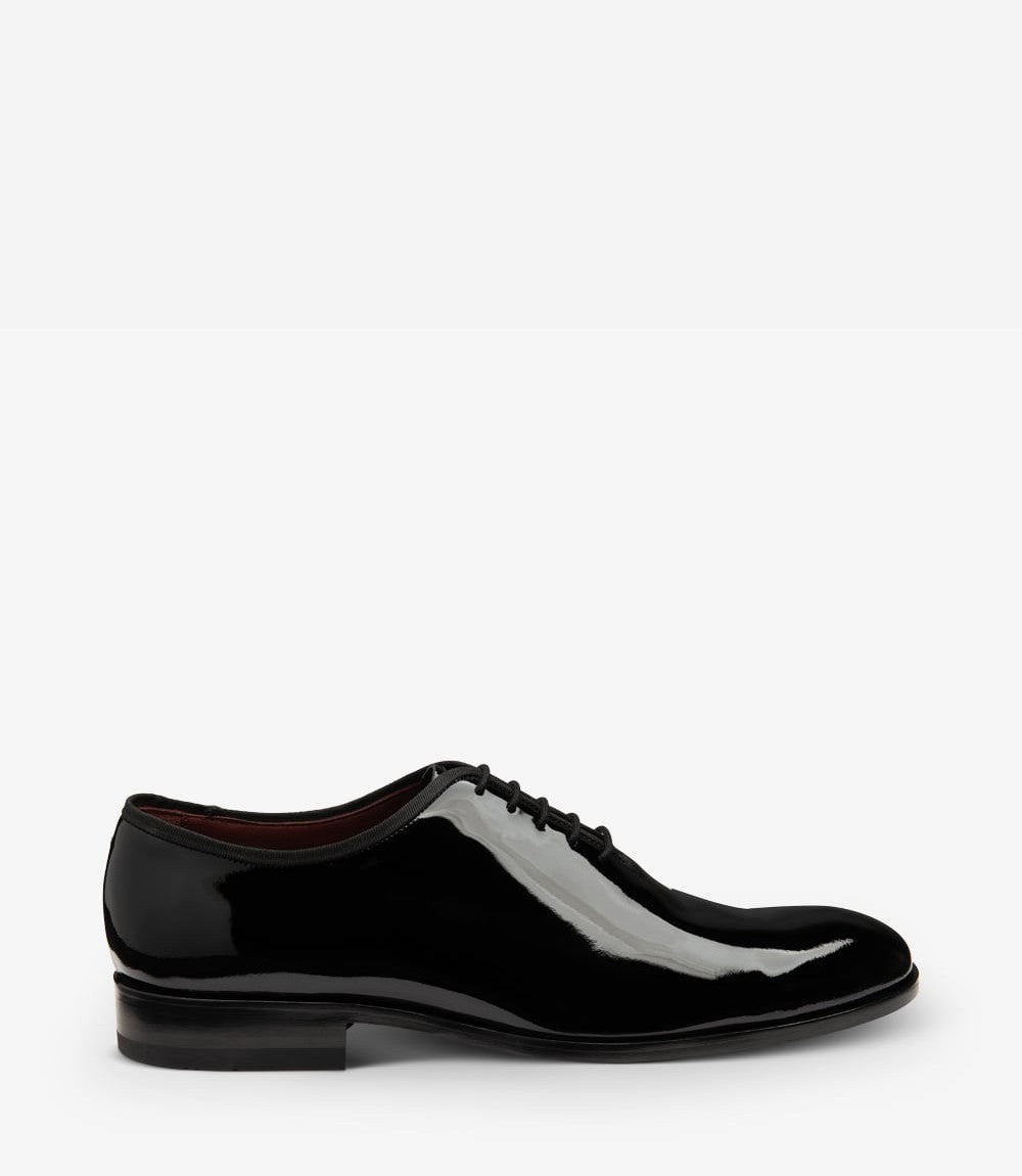 Loake Regal Black Patent Wholecut Oxford Shoes Side View
