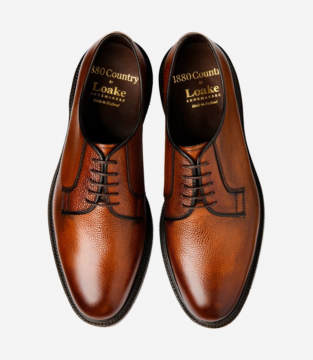 Loake Leyburn Mahogany Grain Leather Oxford Shoes Top View