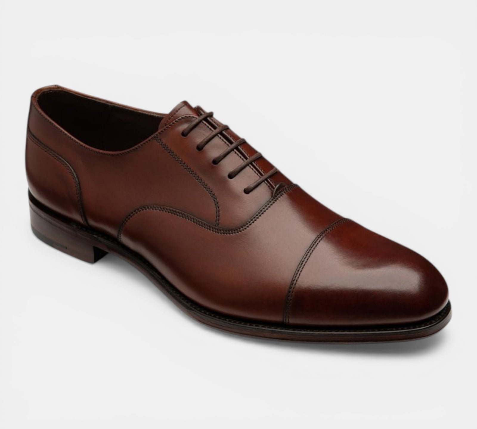 Loake Stonegate Dark Brown Oxford Shoes | Men's Toe Cap Front View