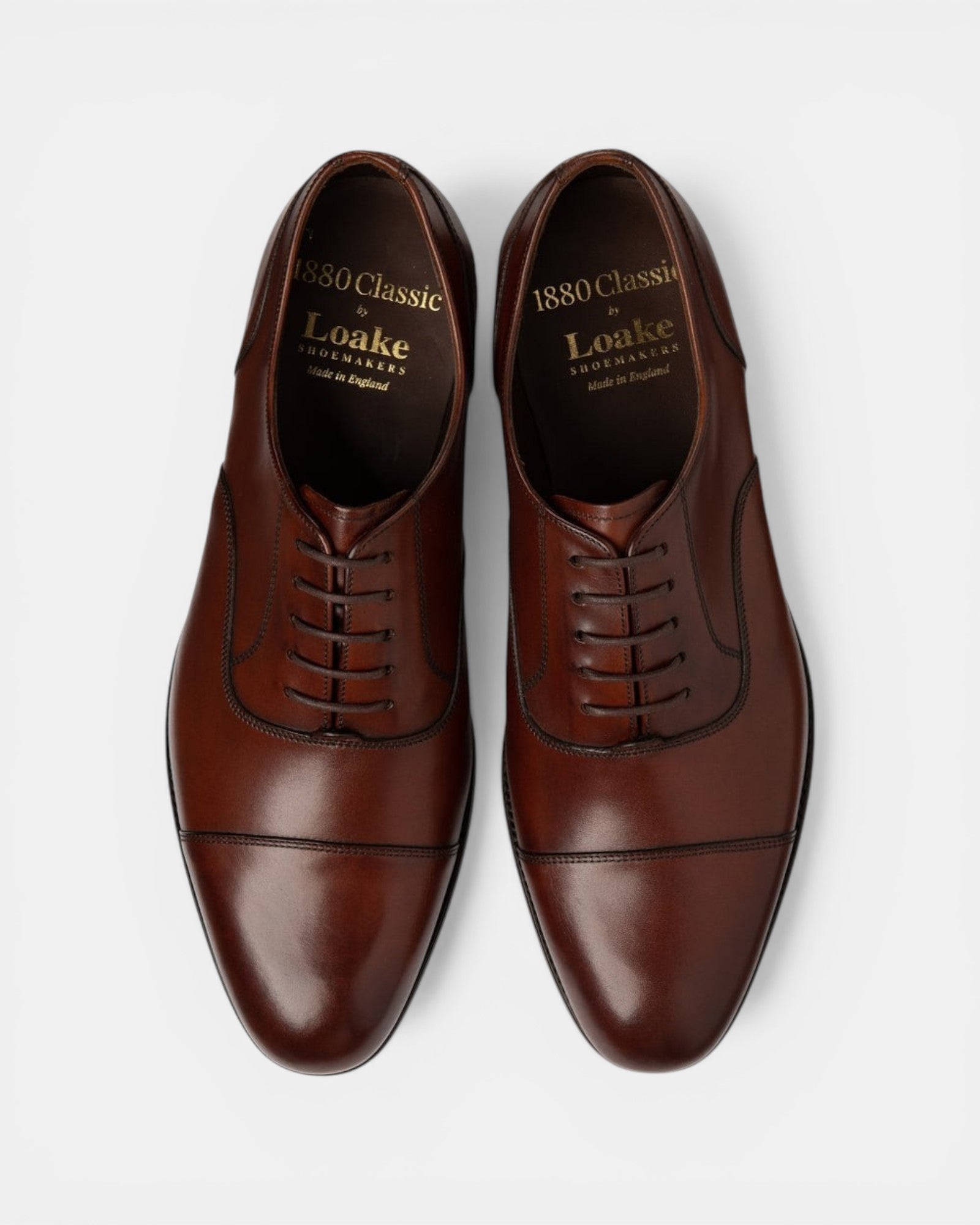 Loake Stonegate Dark Brown Oxford Shoes | Men's Toe Cap Top View