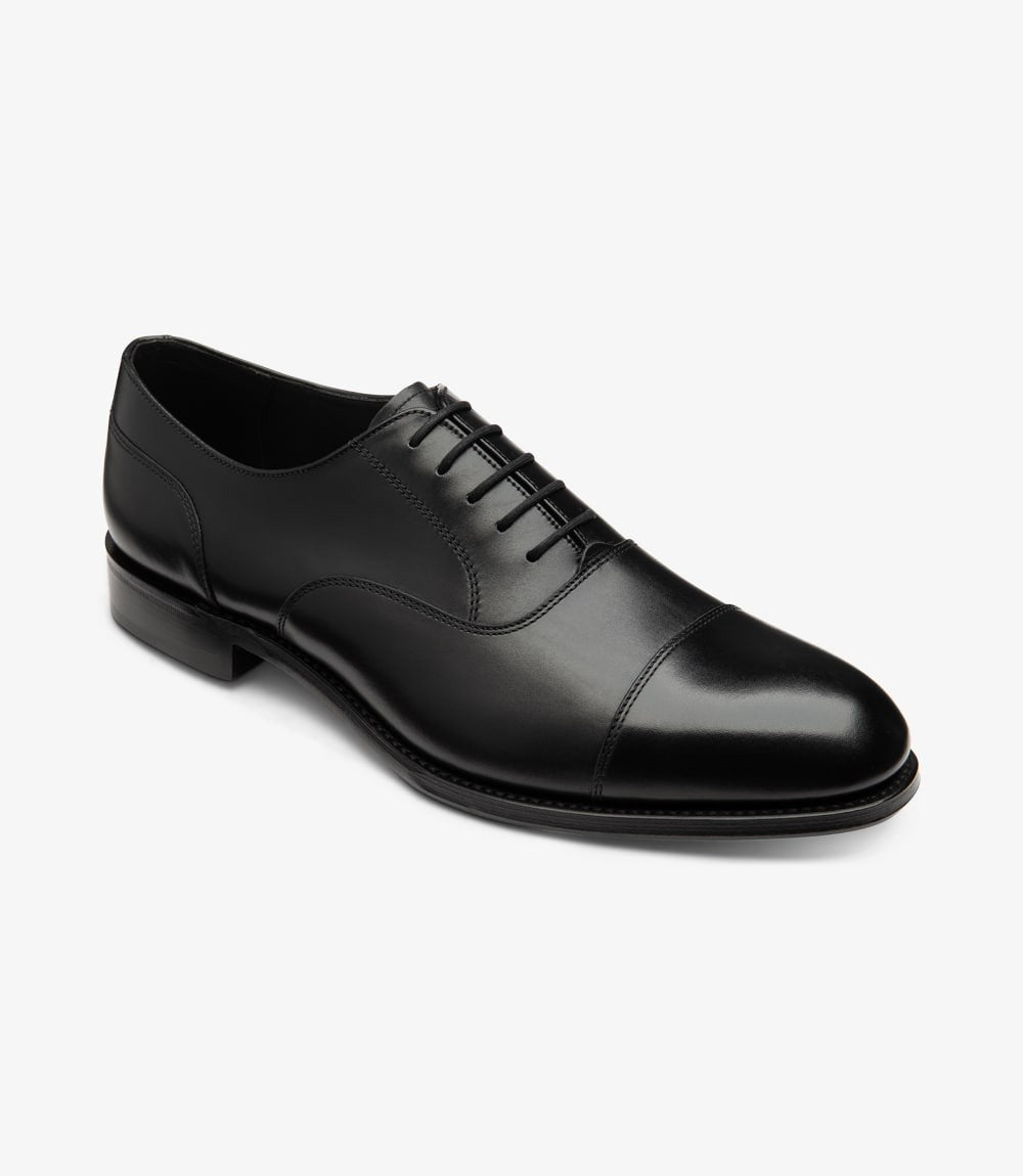Loake Stonegate Carbon Black Toe Cap Oxford Shoes front View