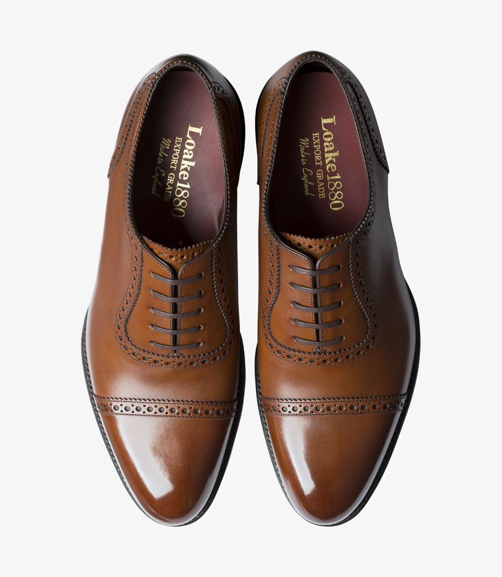 Loake Trinity Deep Mahogany Semi Brogue Oxford Shoes | Handmade in England
