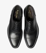 Loake Fleet Black Semi Brogue Oxford Shoes | Made in England
