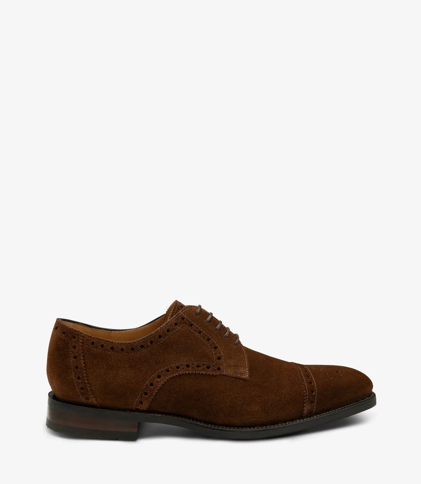 Loake Eldon Brown Suede Semi Brogue Shoes | Goodyear Welted Footwear