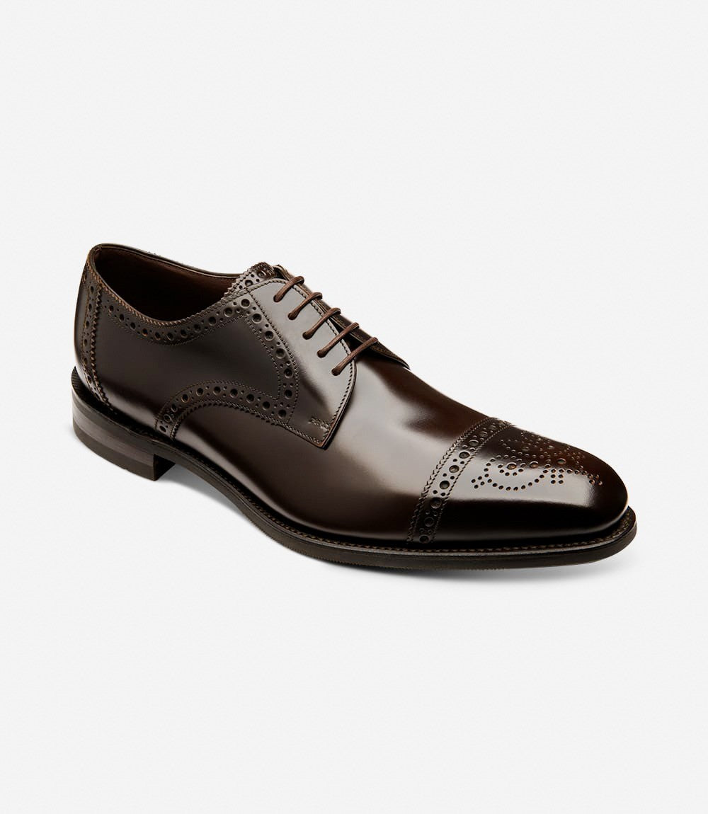 Loake Eldon Dark Brown Semi Brogue Shoes | Goodyear Welted Footwear