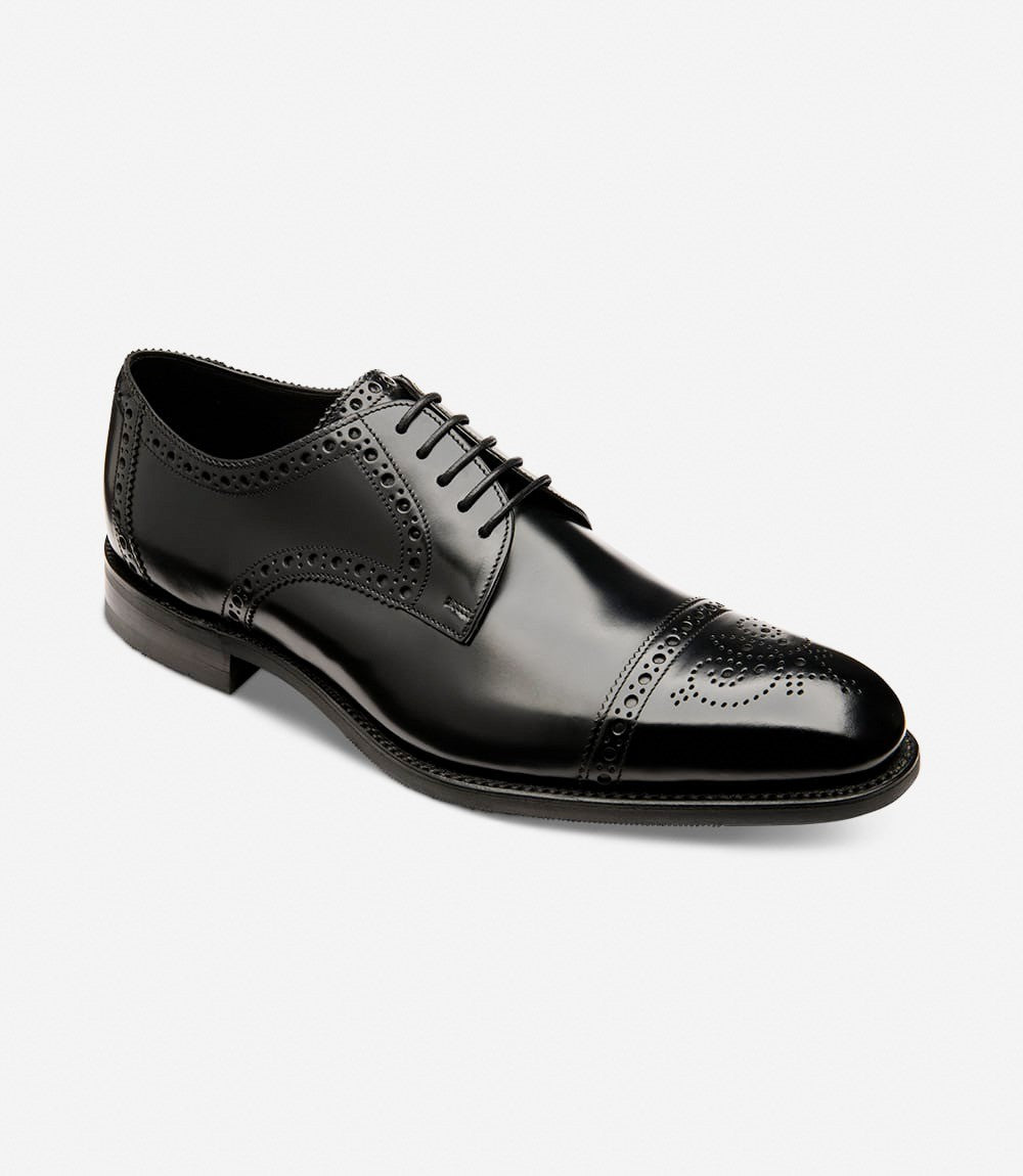Loake Eldon Black Semi Brogue Shoes | Goodyear Welted Dress Shoes