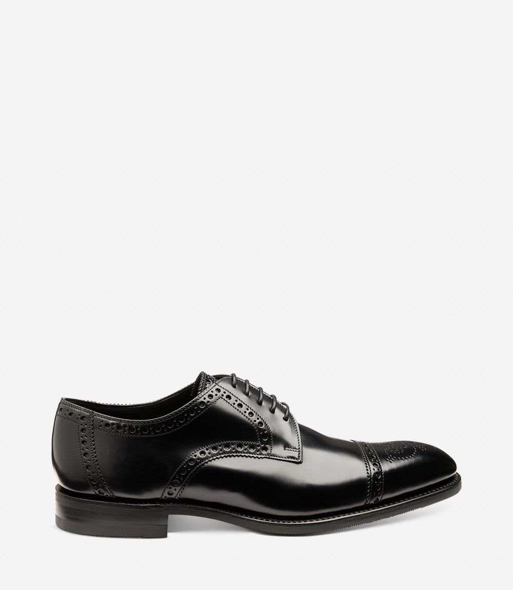 Loake Eldon Black Semi Brogue Shoes | Goodyear Welted Dress Shoes