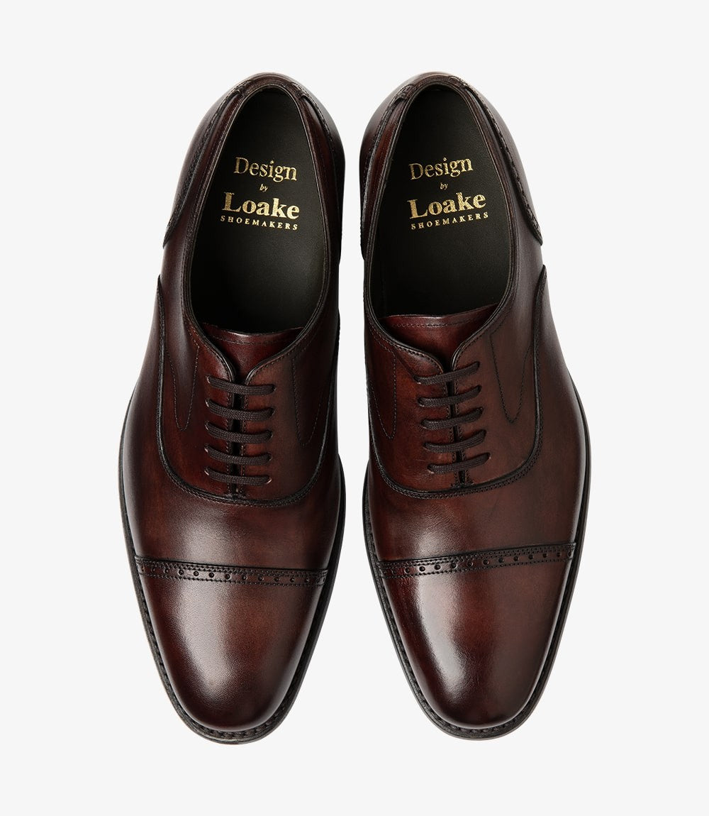 Loake Hughes Burgundy Semi Brogue Shoes | Men's Dress Shoes