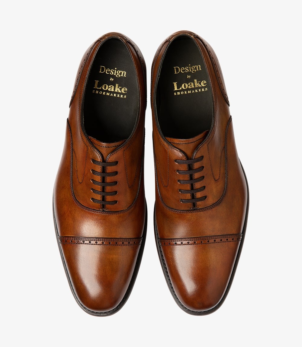 Loake Hughes Chestnut Brown Semi Brogue Shoes | Men's Dress Shoes