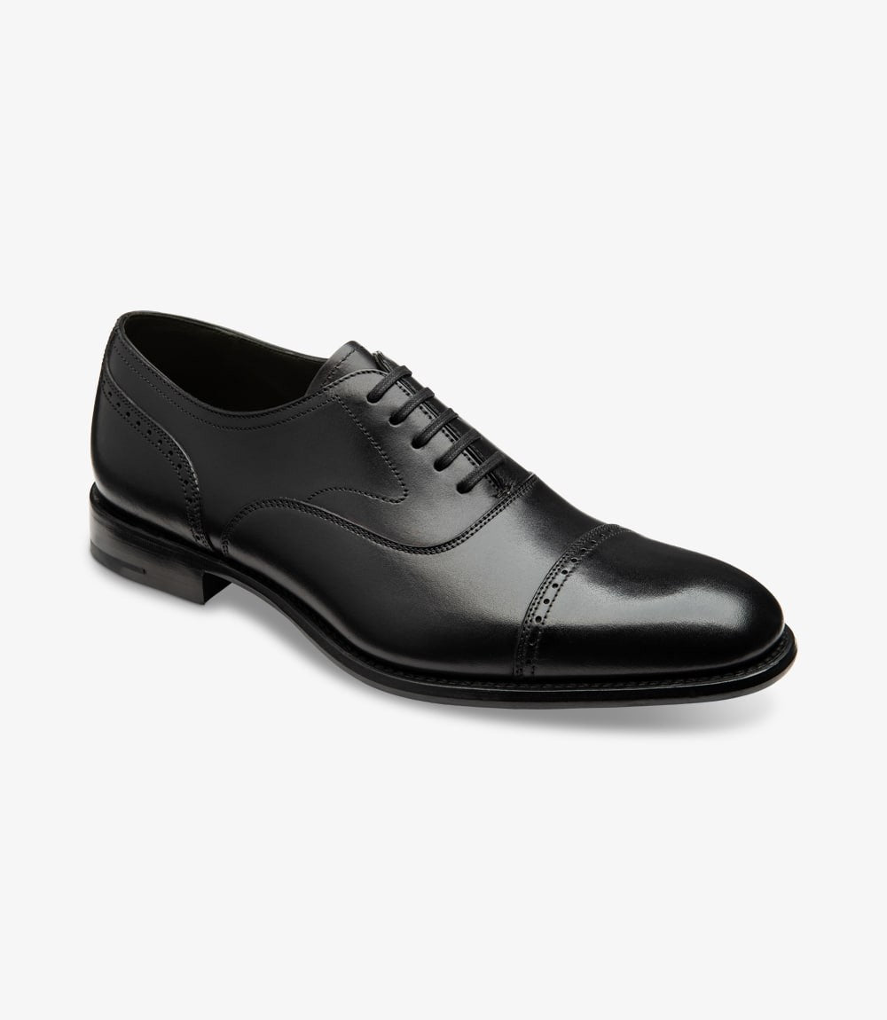 Loake Hughes Black Semi Brogue Shoes | Men's Formal Footwear