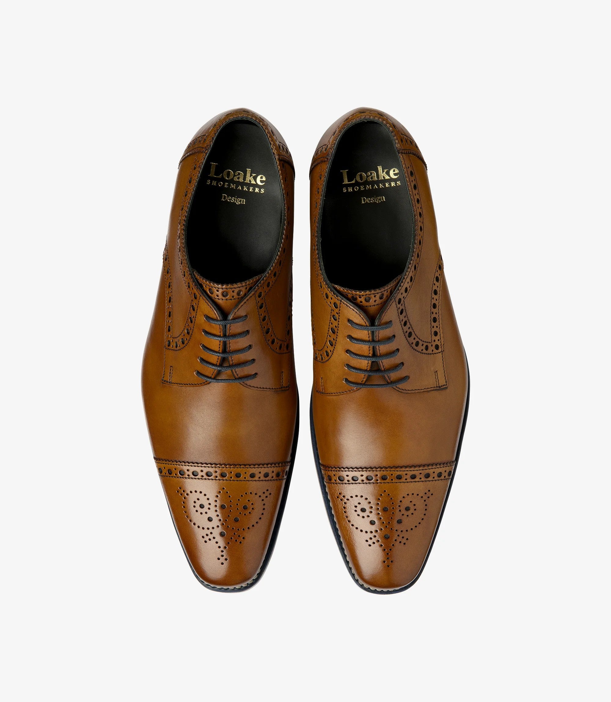 Loake Foley Tan Semi Brogue Derby Shoes | Men's Dress Shoes