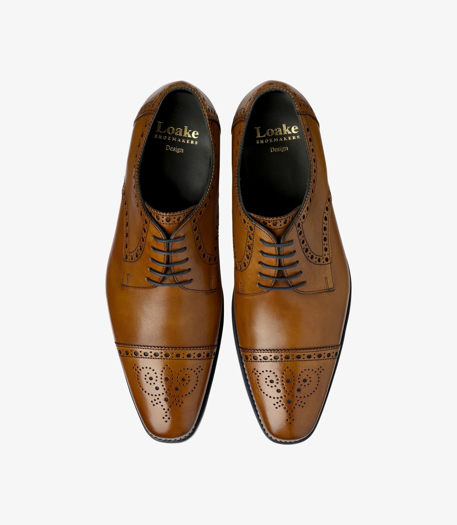 Loake Foley Tan Semi Brogue Derby Shoes | Men's Dress Shoes