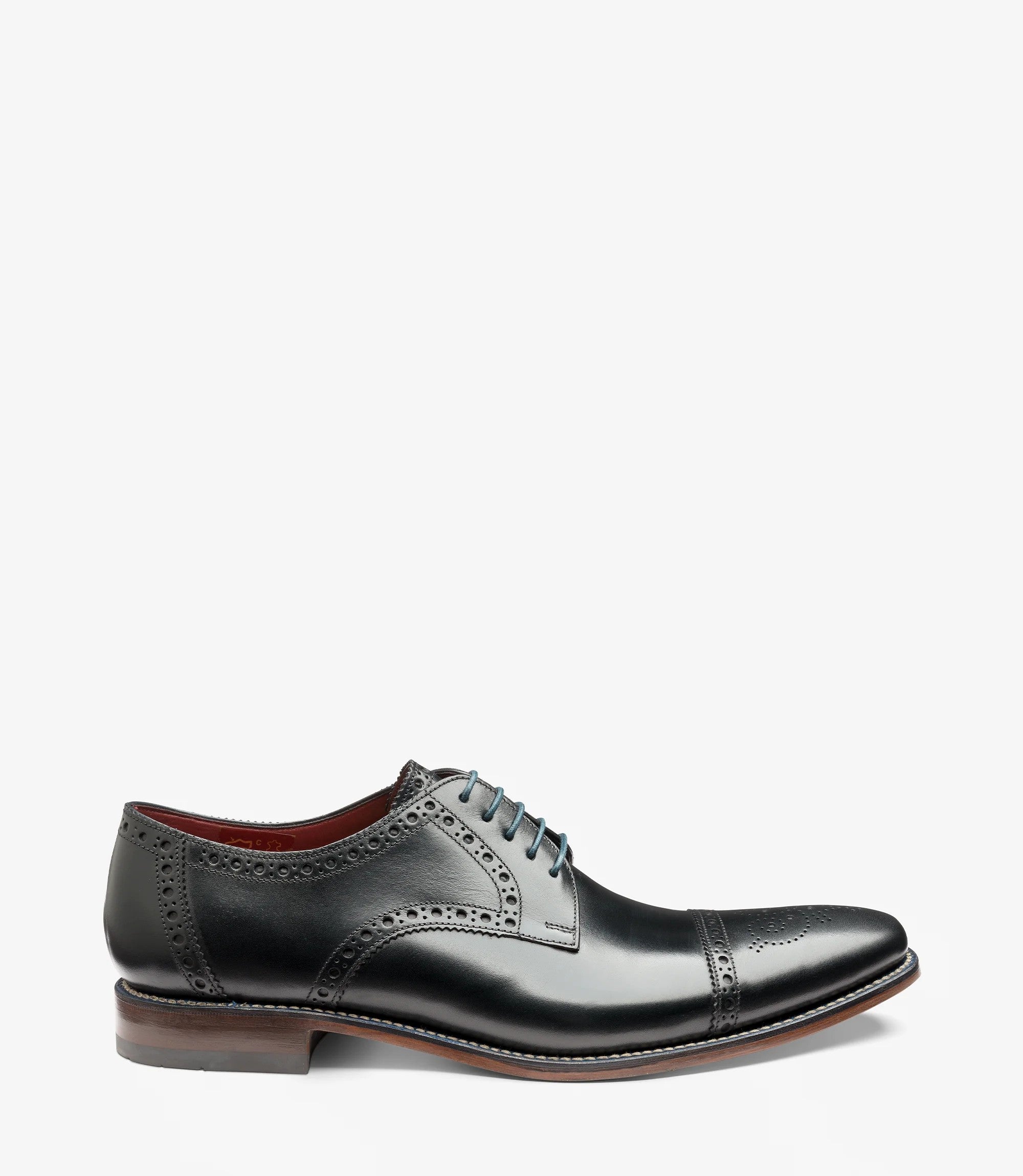 Loake Foley Black Semi Brogue Derby Shoes | Men's Dress Shoes