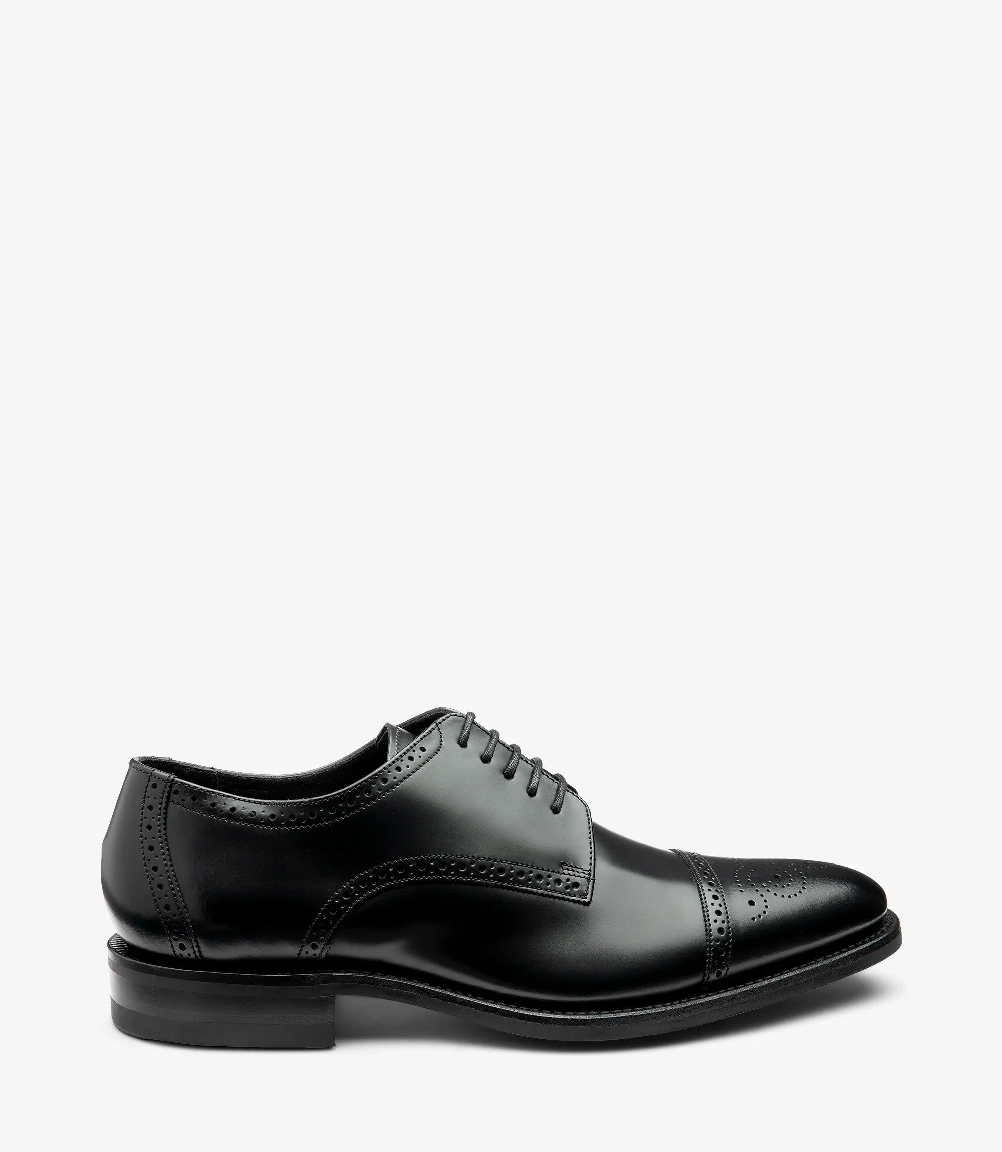Loake Cook Black Semi Brogue Oxford Shoes | Men's Formal Shoes