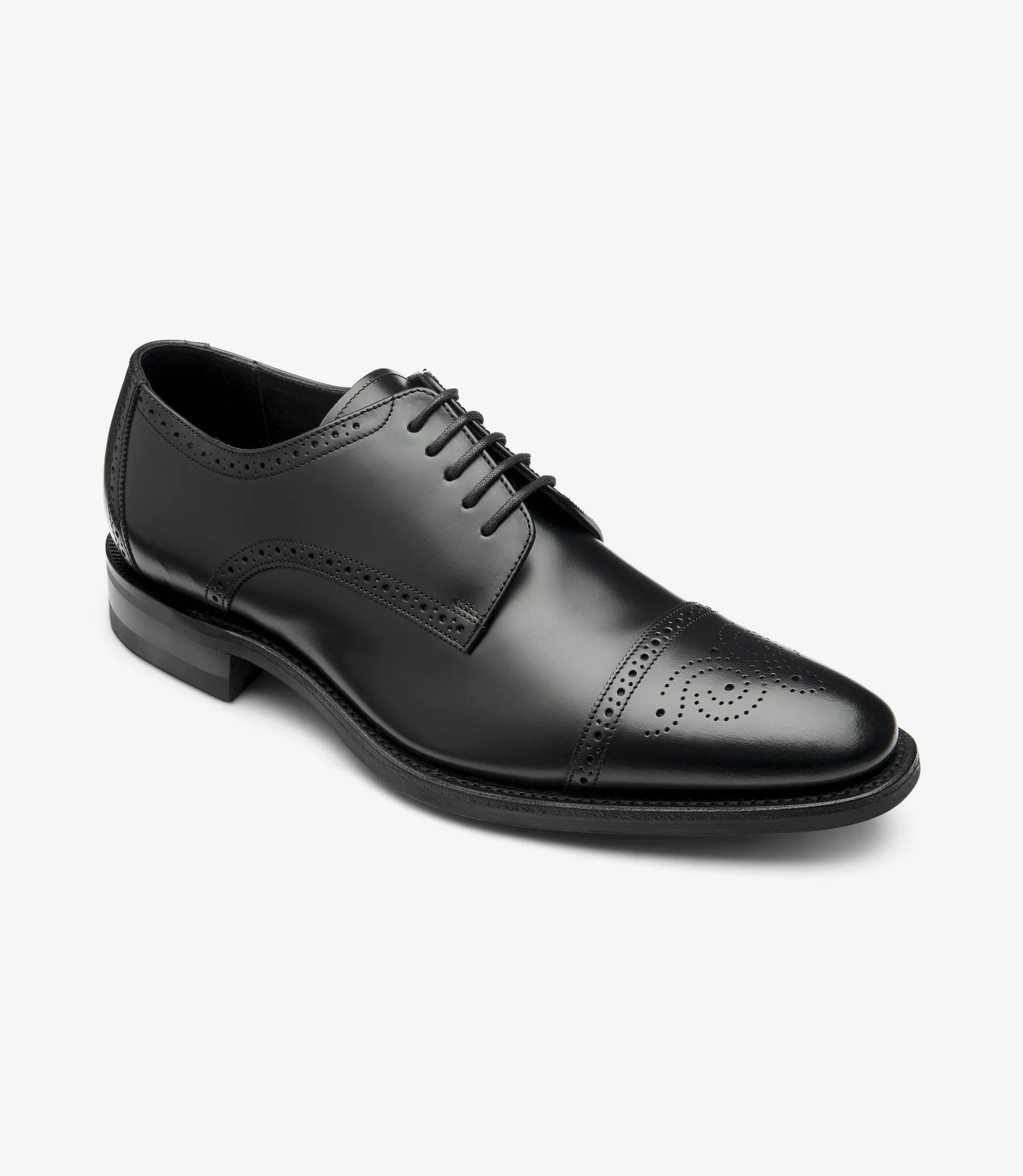 Loake Cook Black Semi Brogue Oxford Shoes | Men's Formal Shoes