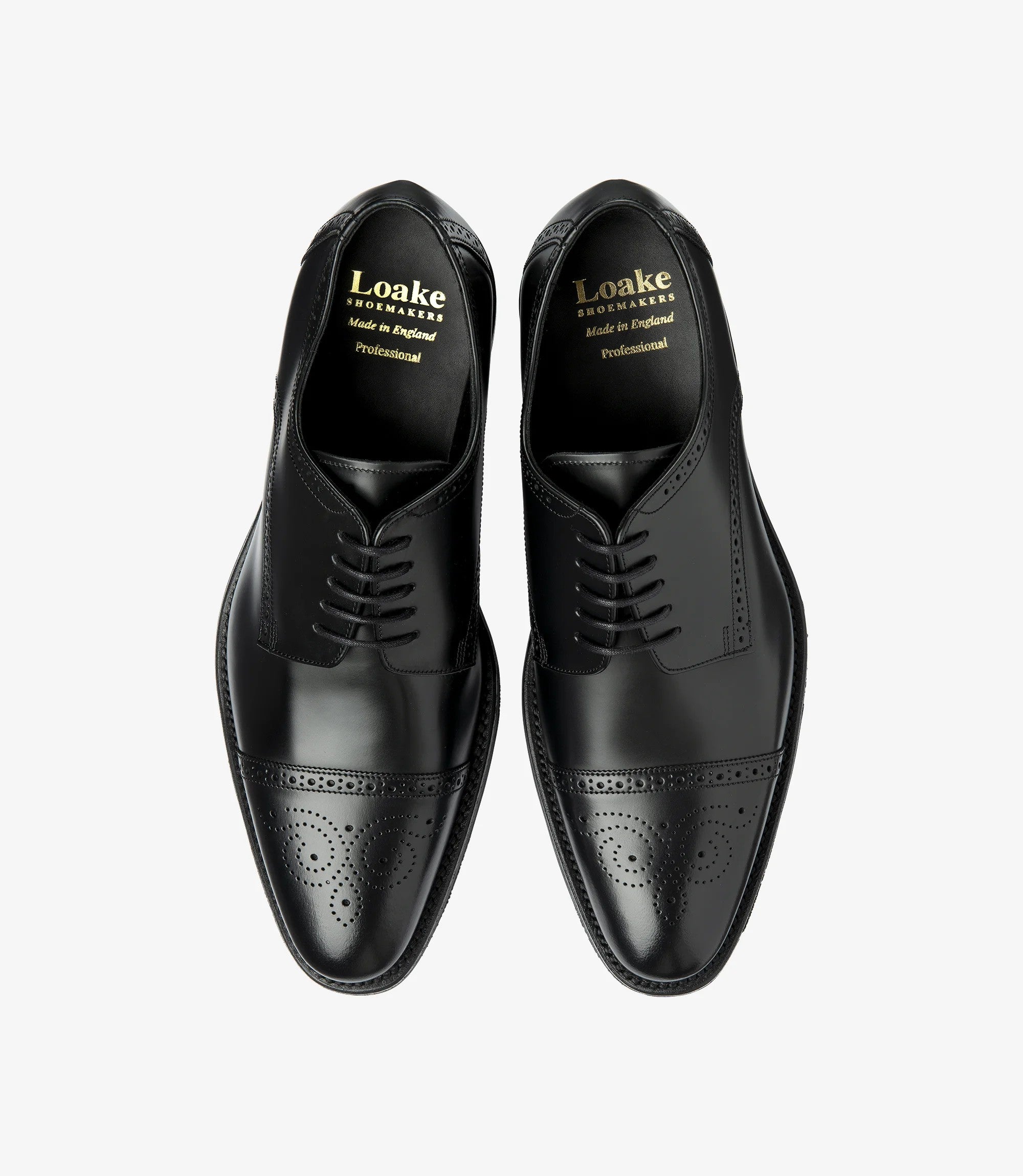 Loake Cook Black Semi Brogue Oxford Shoes | Men's Formal Shoes
