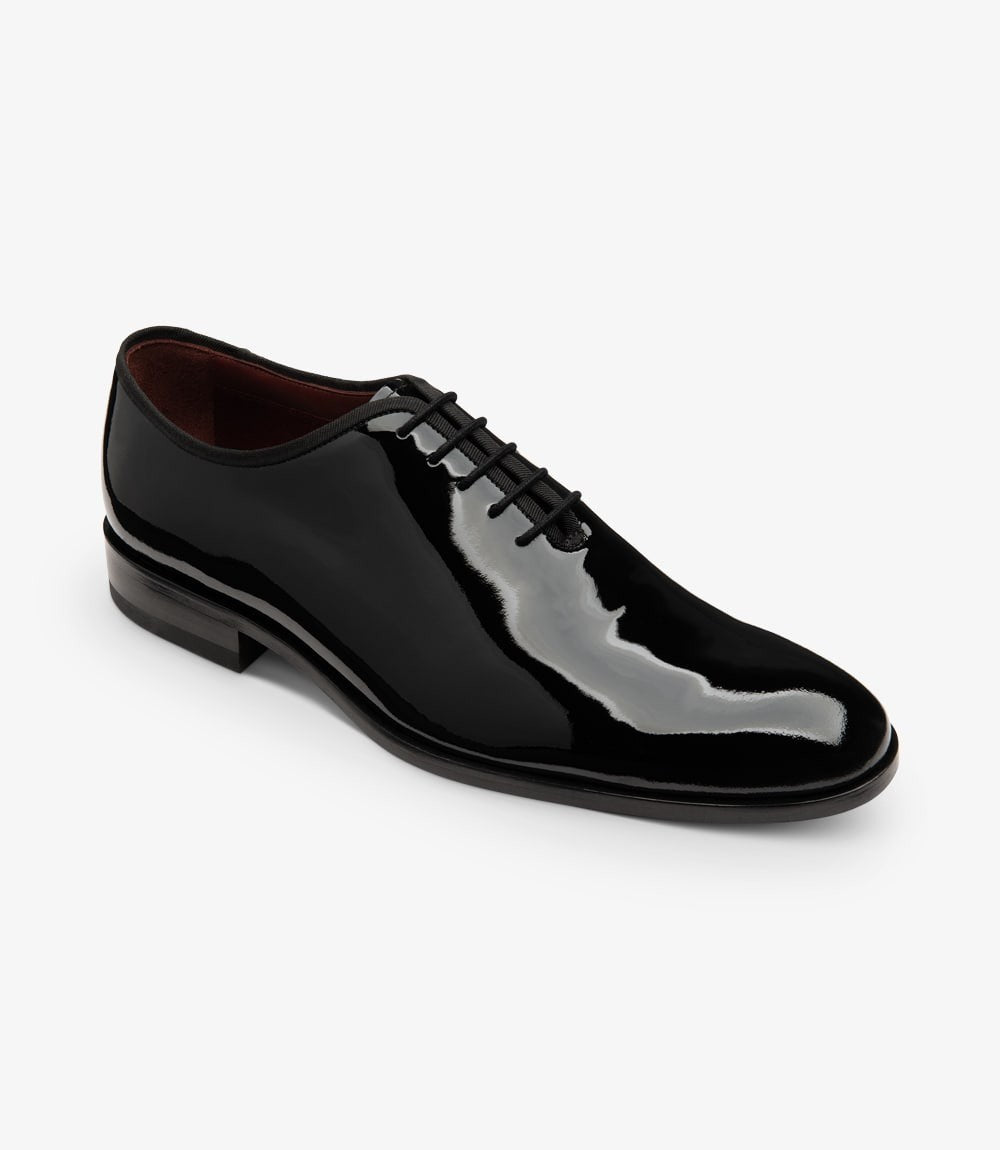 Loake Regal Black Patent Wholecut Dress Shoes Front View