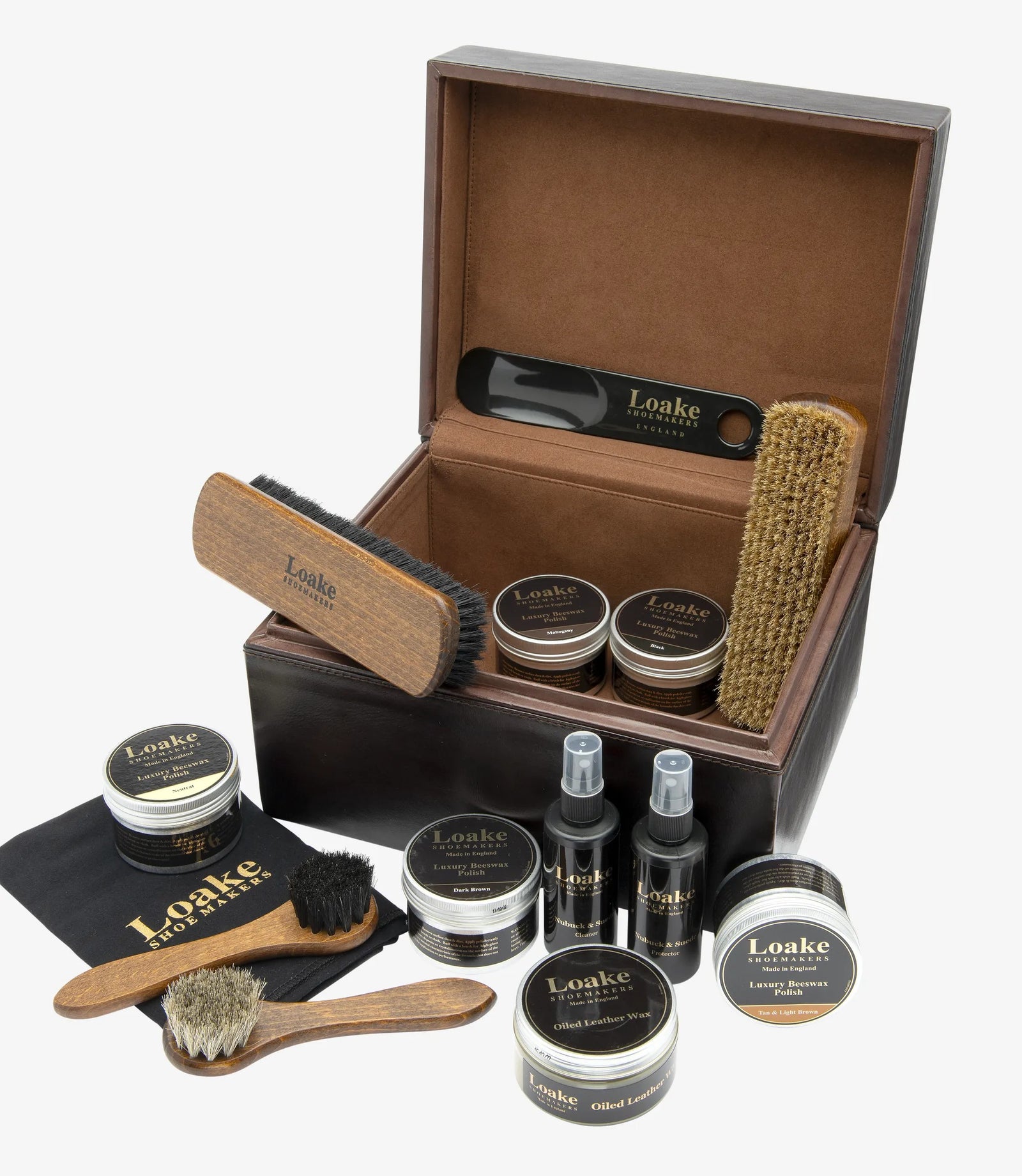 Loake Leather Valet Box Dark Brown