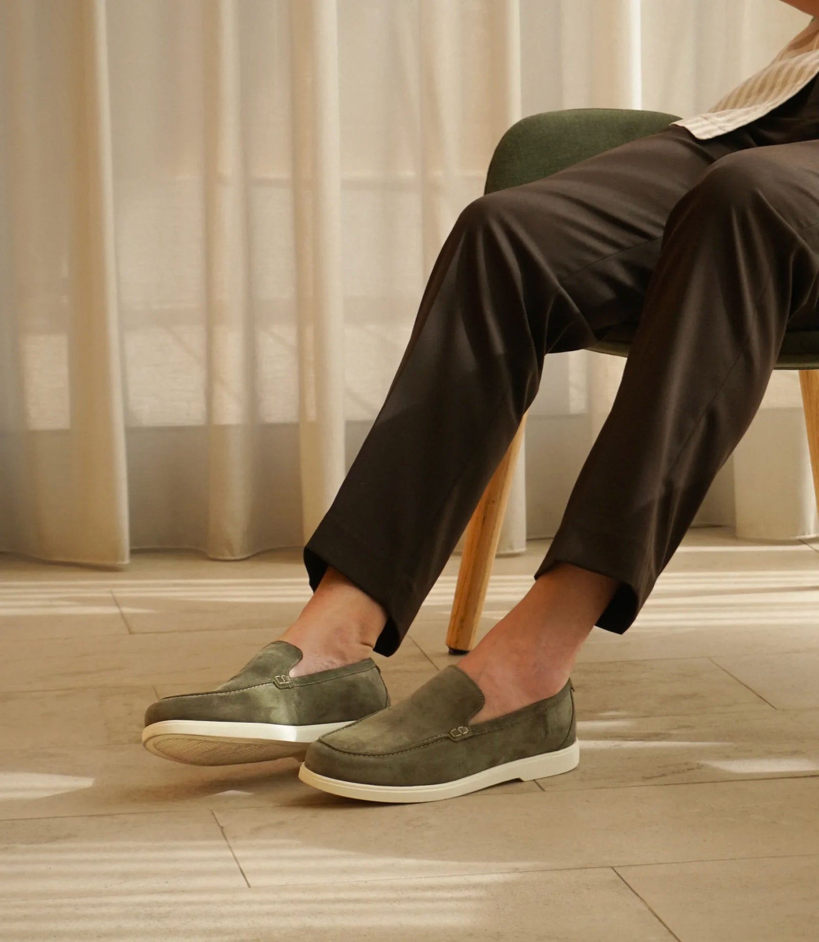 Loake Tuscany Pistachio Suede Loafers Life style