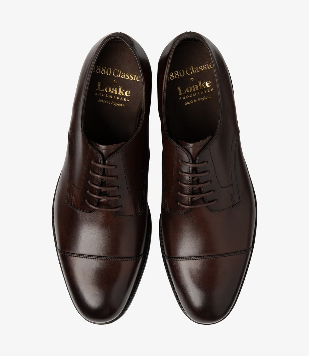Loake Petergate Scorched Walnut Toe Cap Derby Shoes