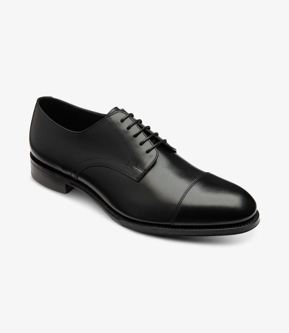 Loake Petergate Carbon Black Toe Cap Derby Shoes