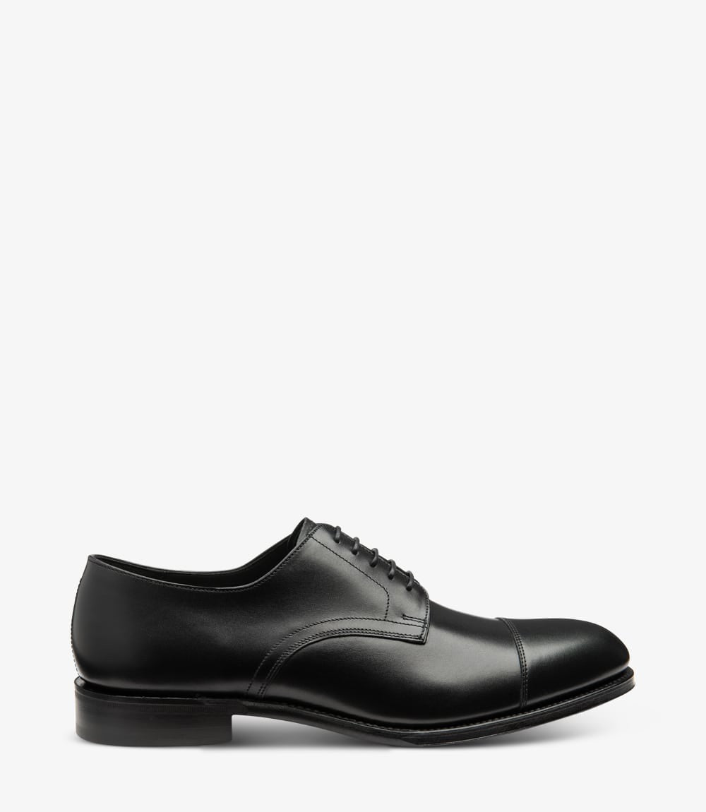 Loake Petergate Carbon Black Toe Cap Derby Shoes
