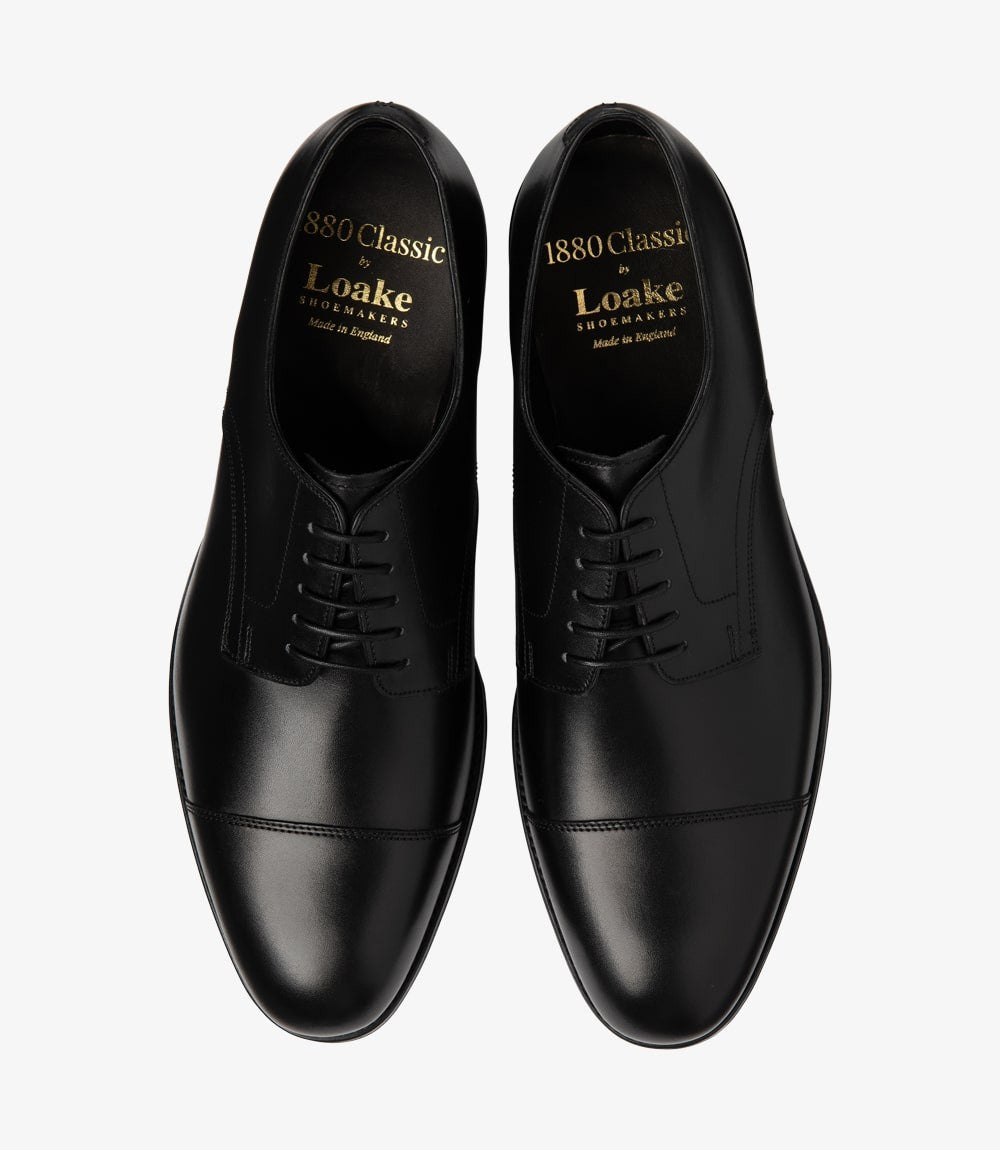 Loake Petergate Carbon Black Toe Cap Derby Shoes