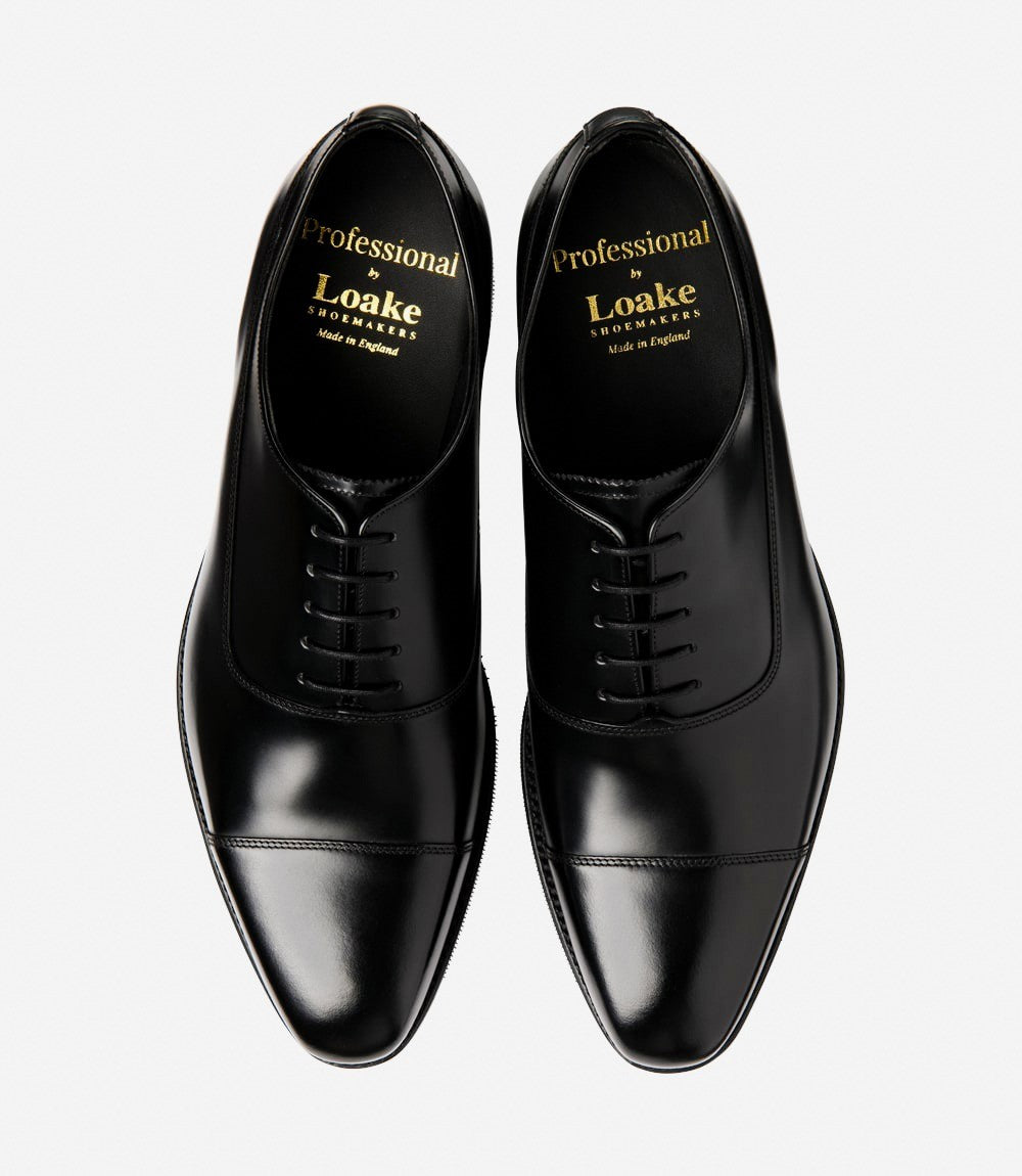 Loake Truman Black Toe Cap Oxford Shoes