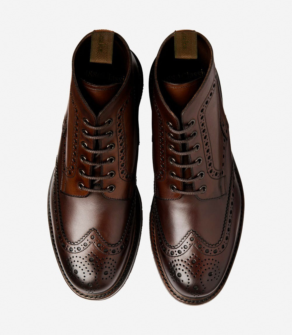 Loake Bedale Dark Brown Brogue Derby Boots | Handmade Men's Boots