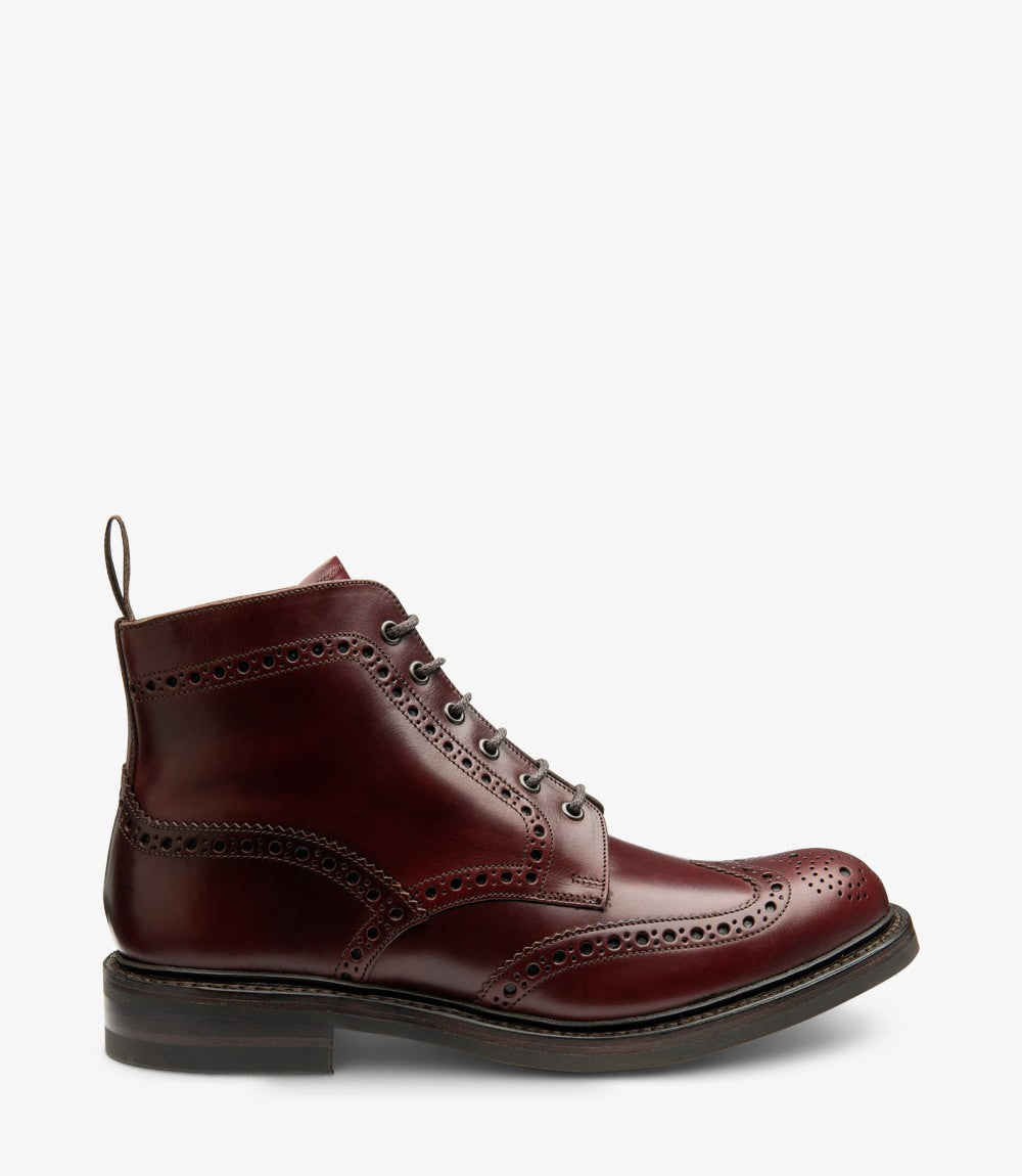 Loake Bedale Burgundy Brogue Derby Boots | Handmade Men's Boots