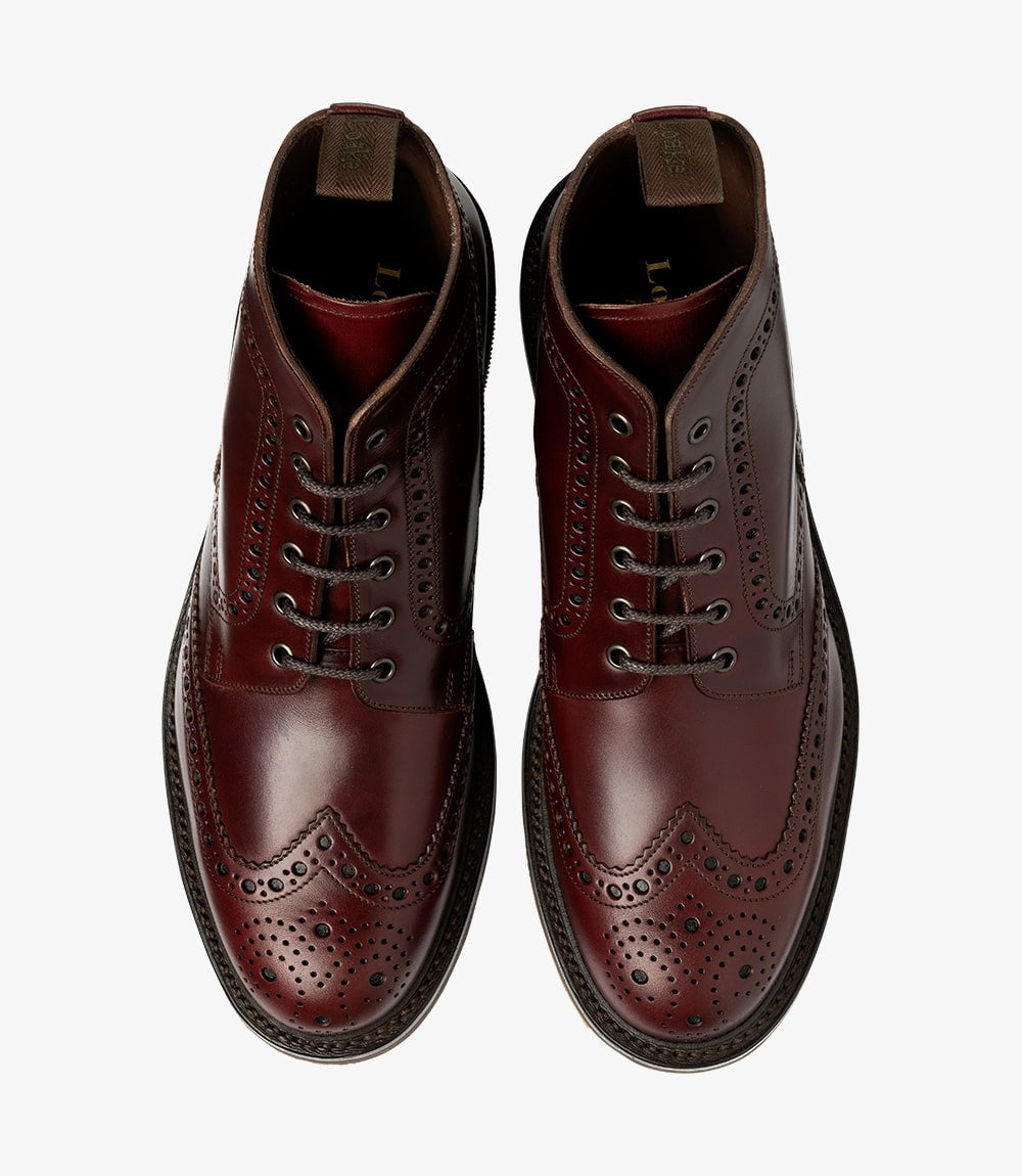 Loake Bedale Burgundy Brogue Derby Boots | Handmade Men's Boots