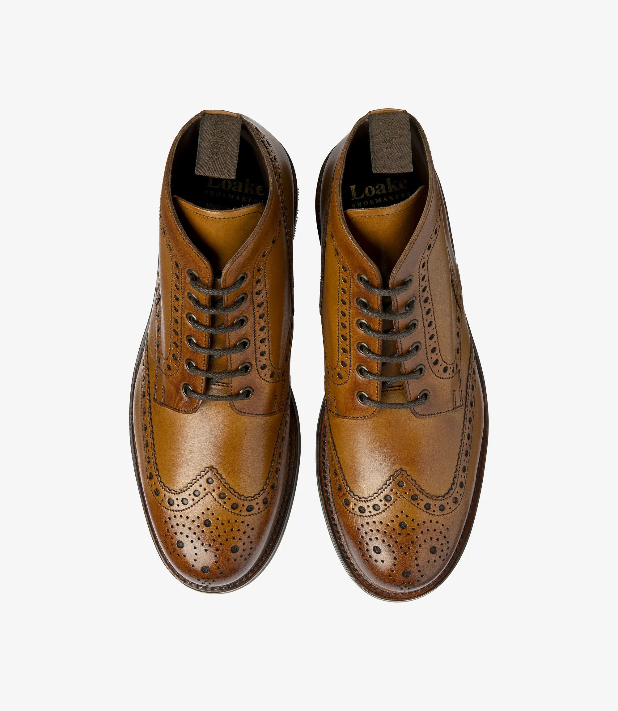 Loake Bedale Tan Brogue Derby Boots | Handmade Men's Boots