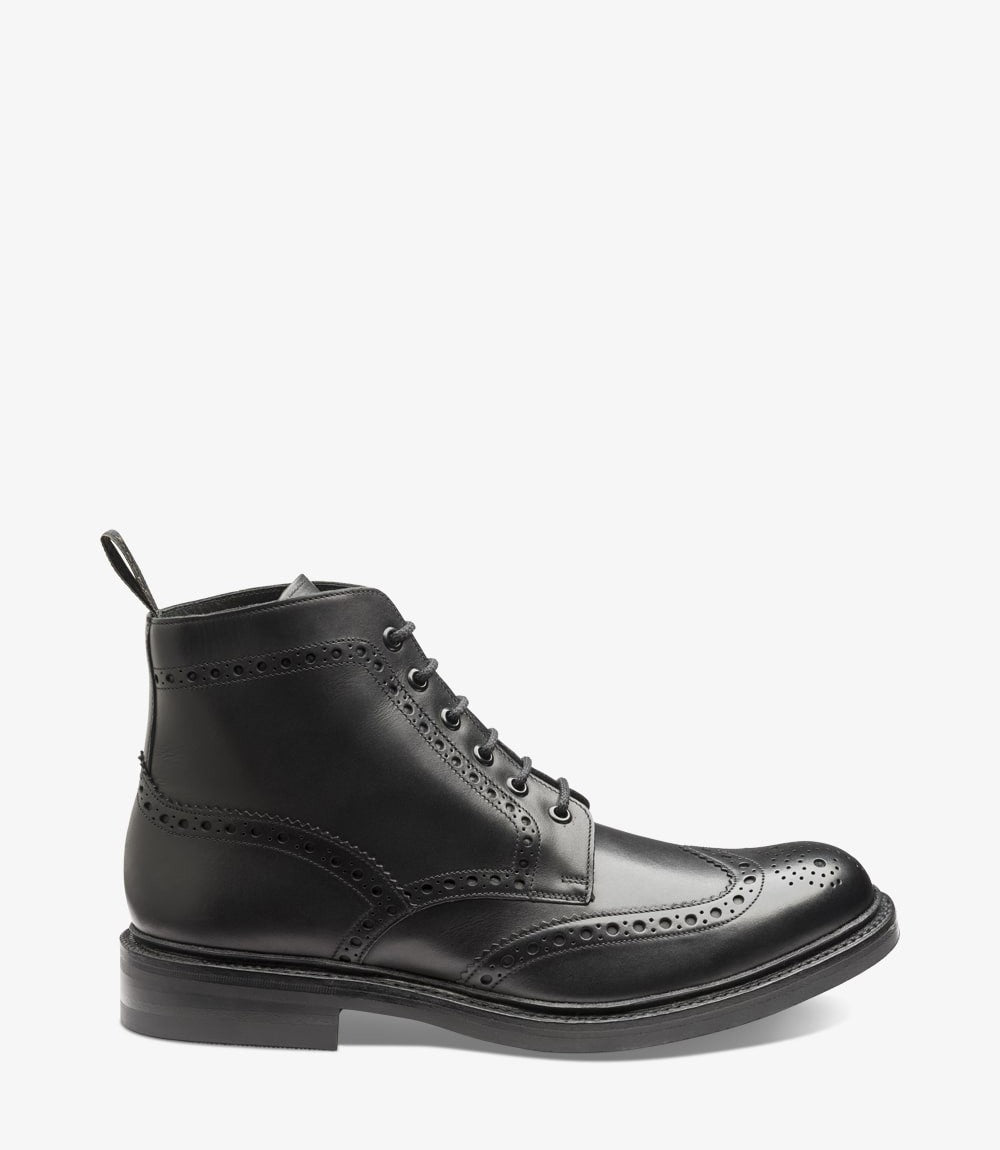 Loake Bedale Black Brogue Derby Boots | Handmade Men's Boots
