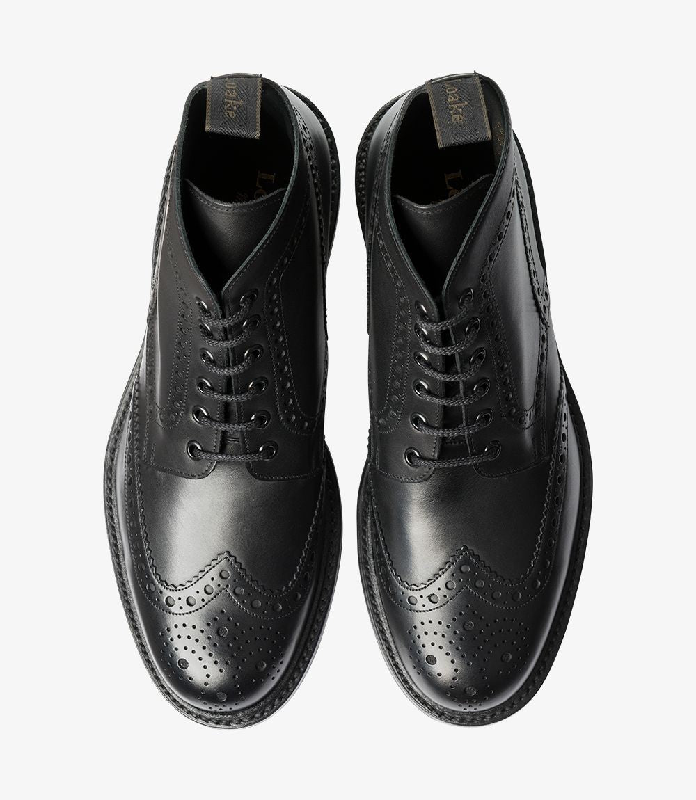 Loake Bedale Black Brogue Derby Boots | Handmade Men's Boots