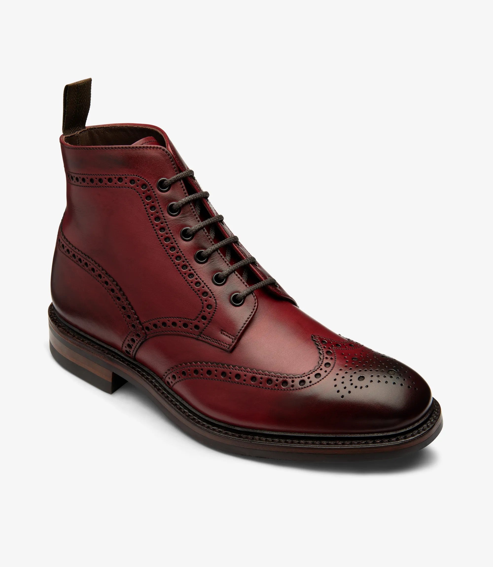 Loake Burford Burgundy Brogue Boots | Handmade Men's Boots