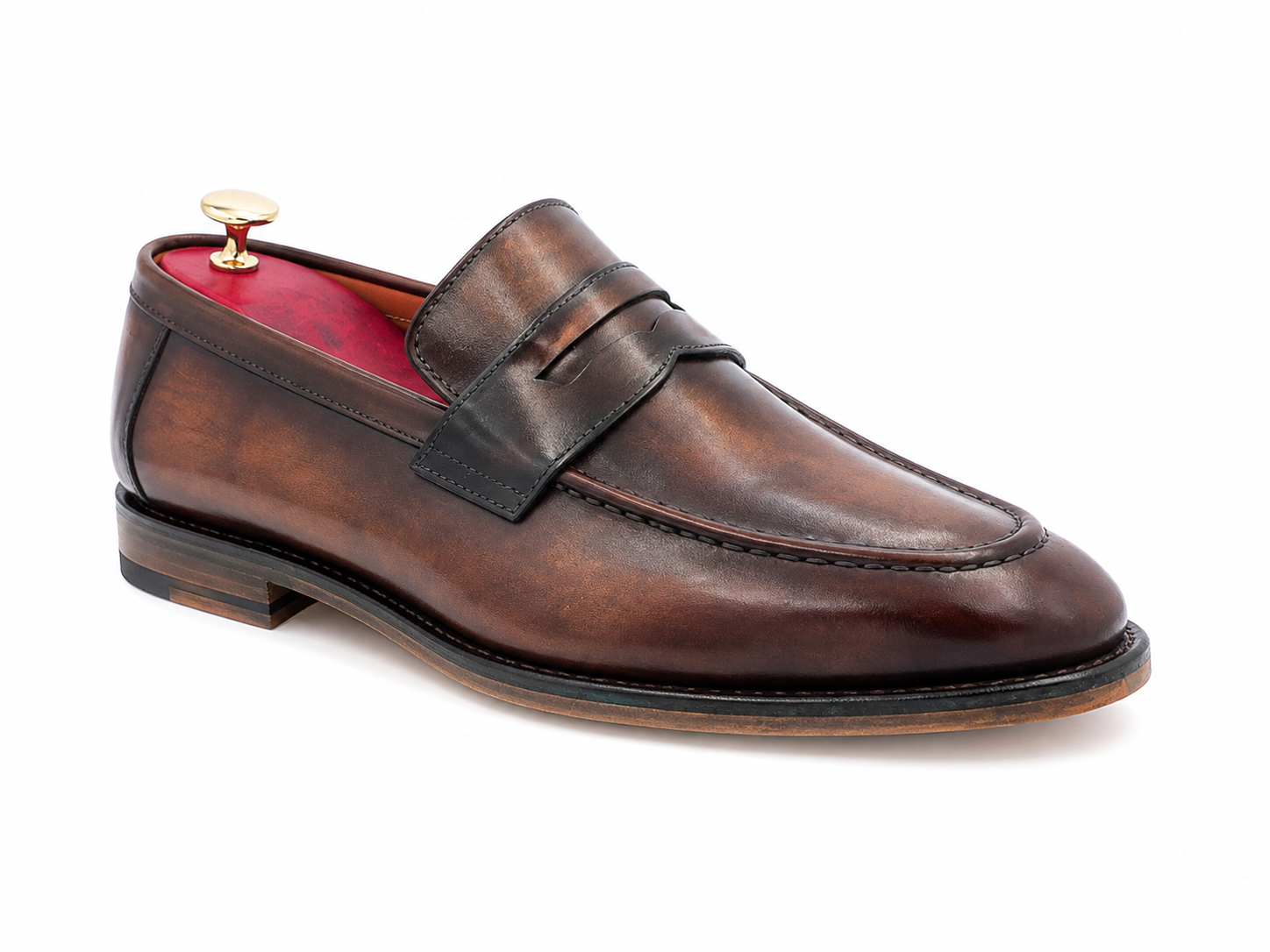 Oscar William Shaded Brown Patina Penny Loafers