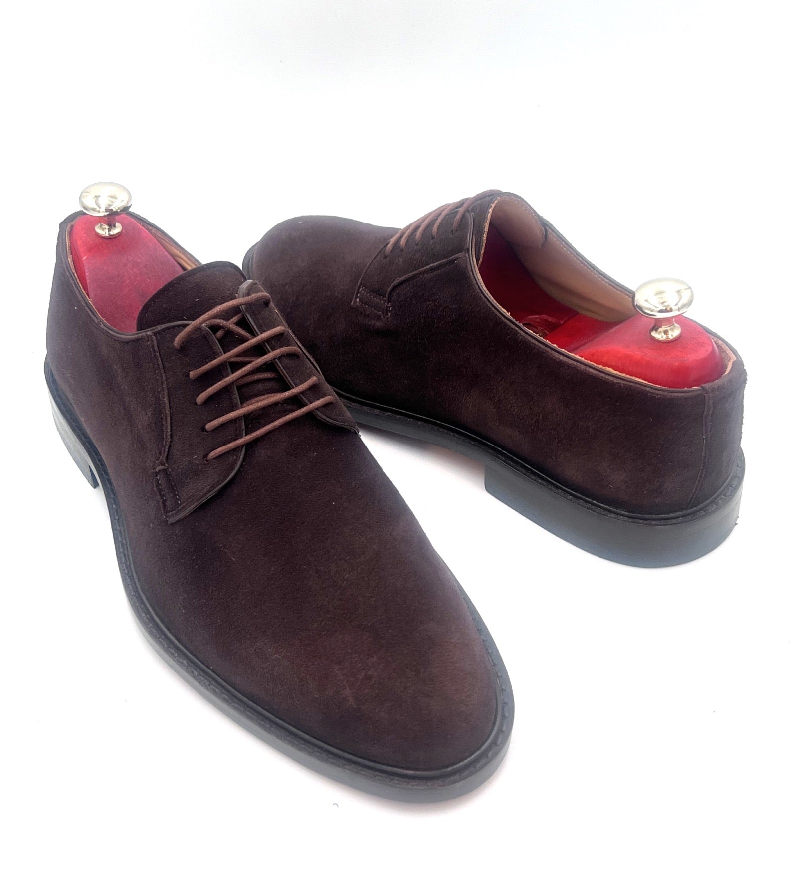 Oscar William Dark Brown Suede Derby Shoes