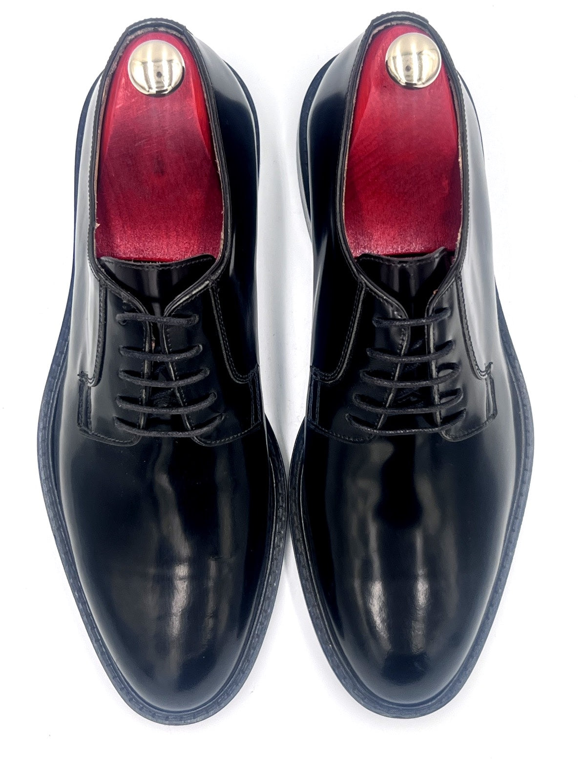 Oscar William Black High Shine Derby Shoes | Leather Sole